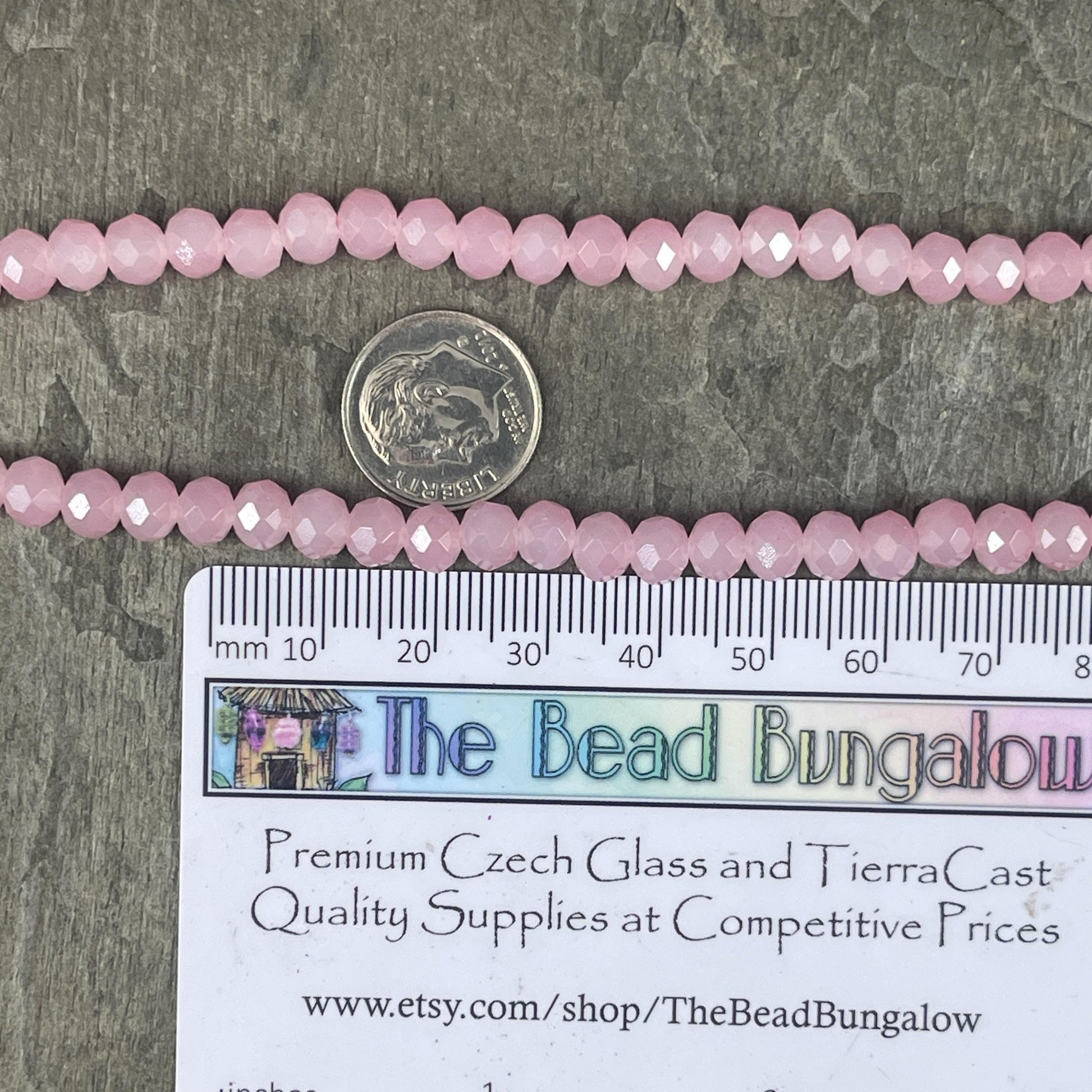 6x5mm Faceted Glass Beads, Milky Pastel Pink Faceted Rondelles (MilkyPink-6) * 80 Beads