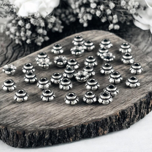 TierraCast 3.5mm Tiny Scalloped Petal Bead Caps, Antiqued Pewter (PF/790-04) * Qty. 50