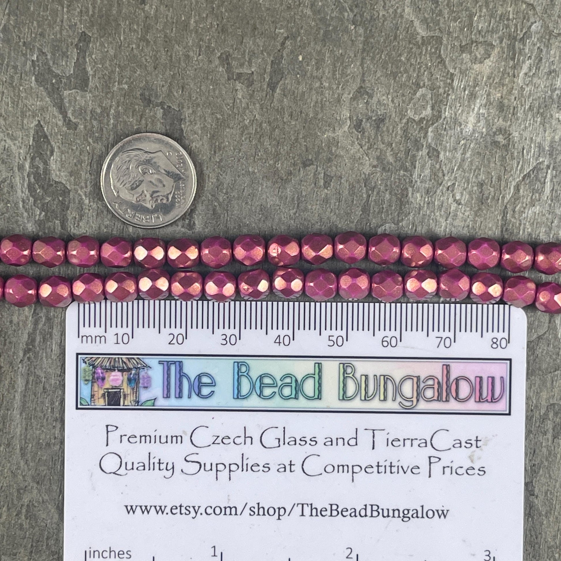 Czech Glass Beads - 6mm Faceted Round Beads, Madder Rose, Opaque Copper Rose (FP6/SM-P29260) * Qty. 25