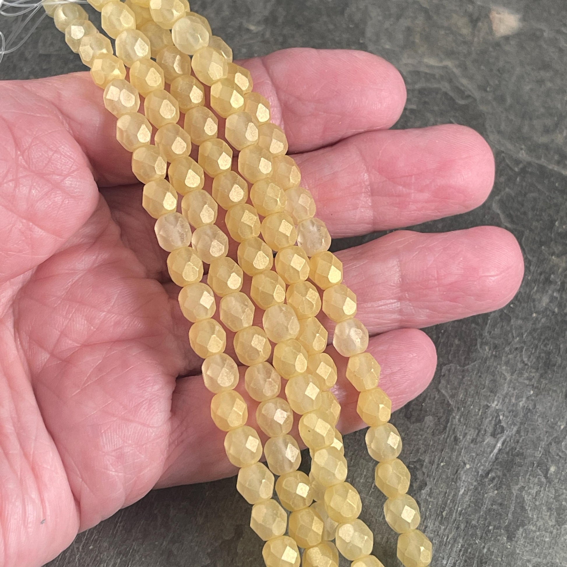 Czech Glass Beads - 6mm Faceted Round Beads, Soft Golden Yellow (FP6/SM-79081CR) * Qty. 25