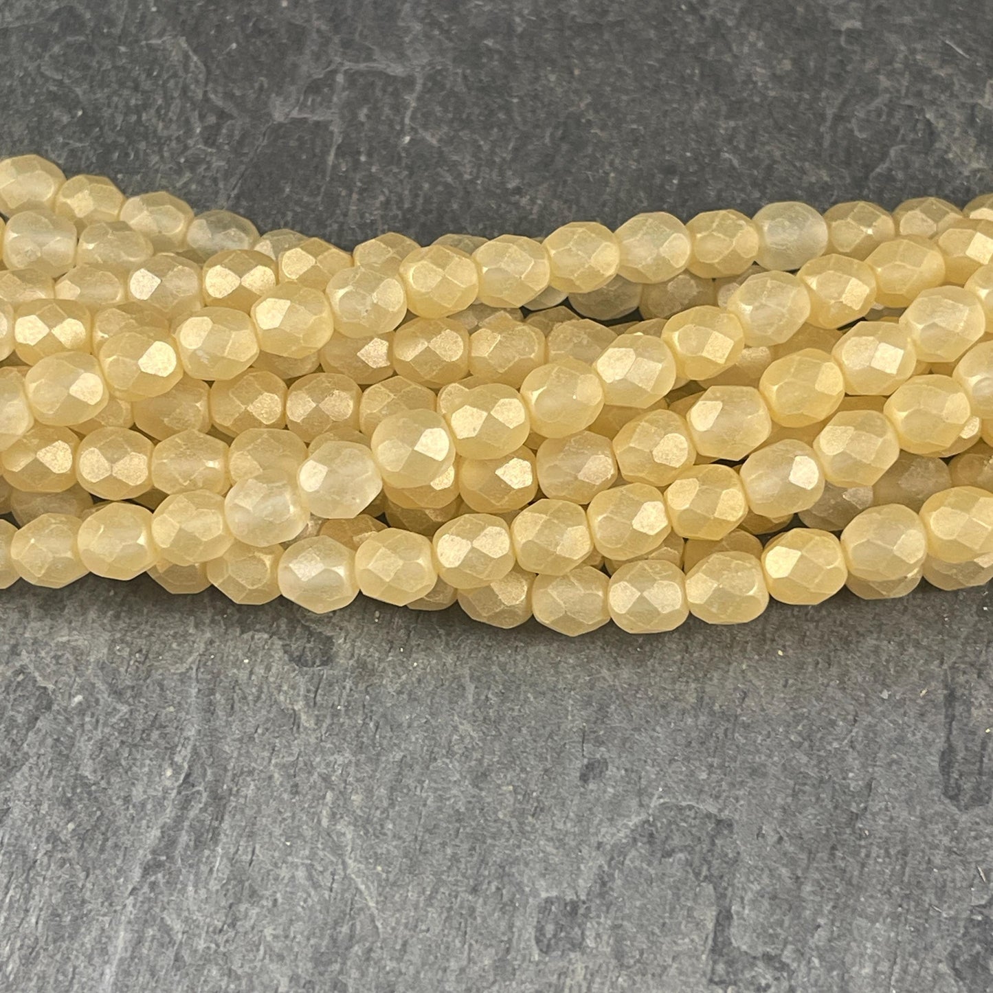 Czech Glass Beads - 6mm Faceted Round Beads, Soft Golden Yellow (FP6/SM-79081CR) * Qty. 25
