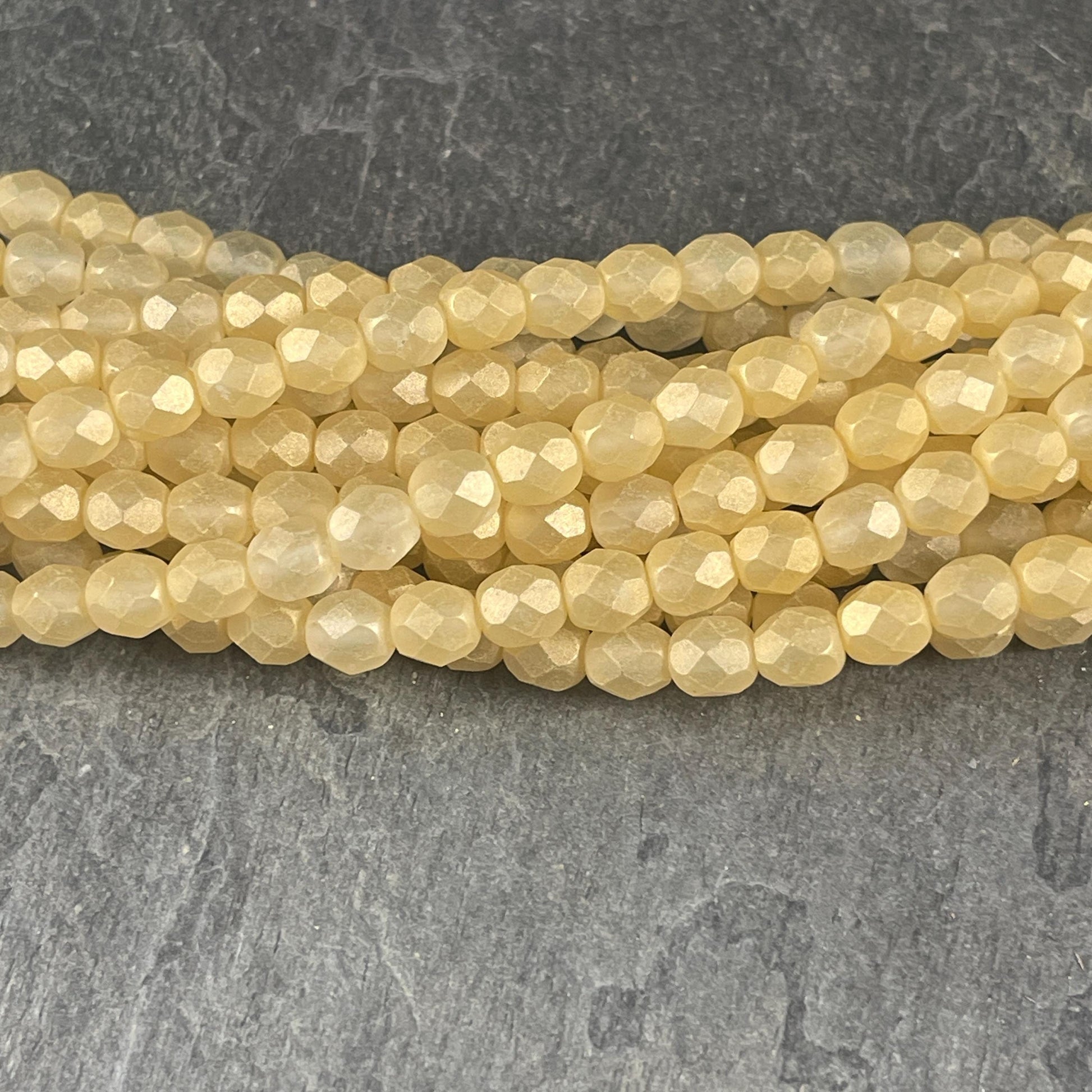 Czech Glass Beads - 6mm Faceted Round Beads, Soft Golden Yellow (FP6/SM-79081CR) * Qty. 25