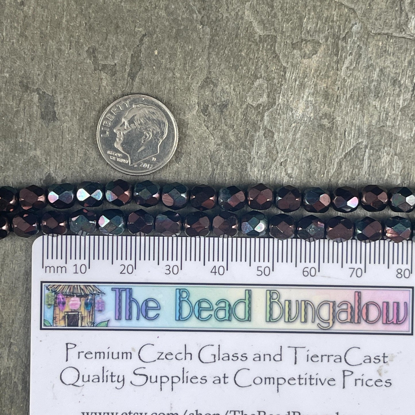 Czech Glass Beads - 6mm Faceted Round Beads, Metallic Wine, Plum Luster (FP6/SM-B15726) * Qty. 25