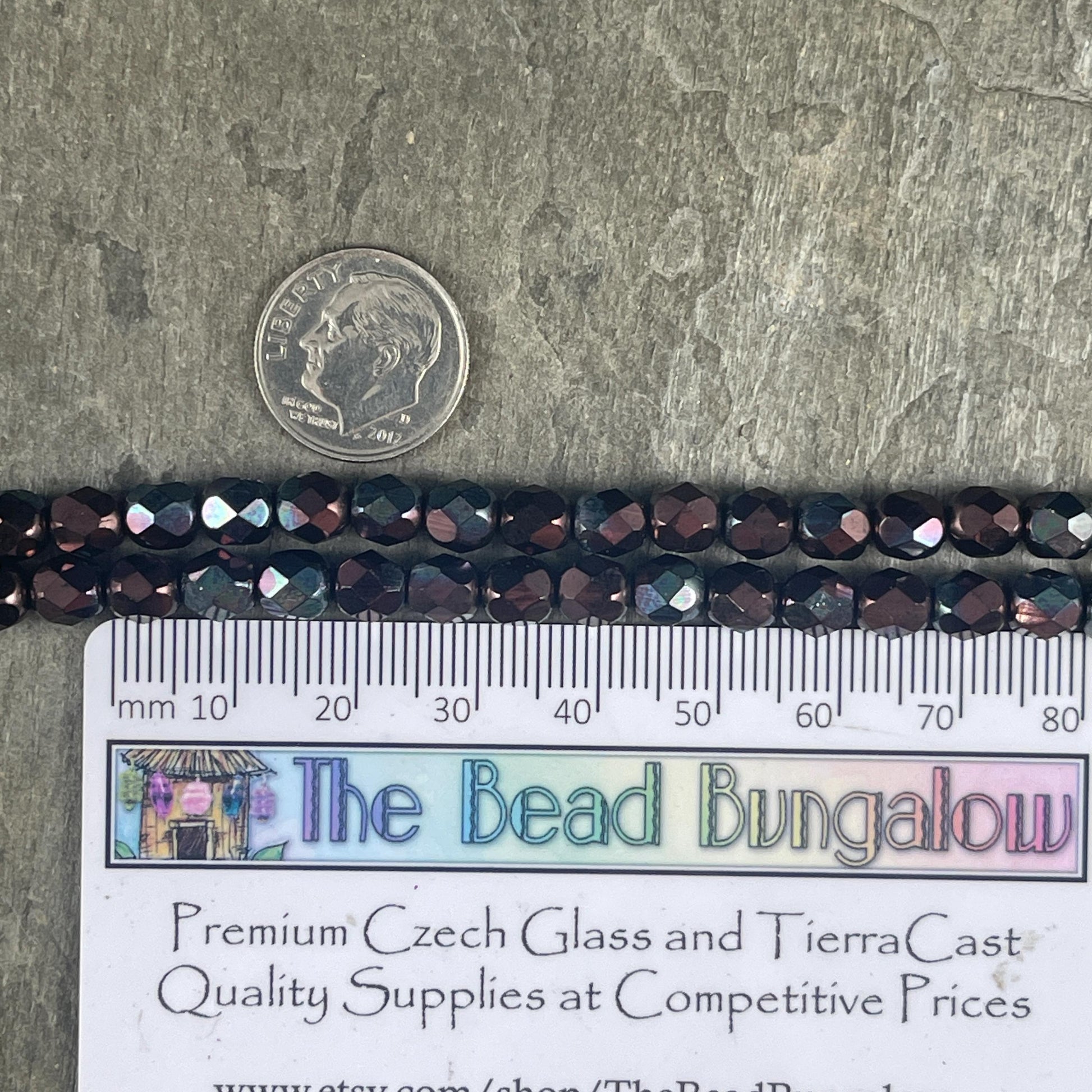 Czech Glass Beads - 6mm Faceted Round Beads, Metallic Wine, Plum Luster (FP6/SM-B15726) * Qty. 25