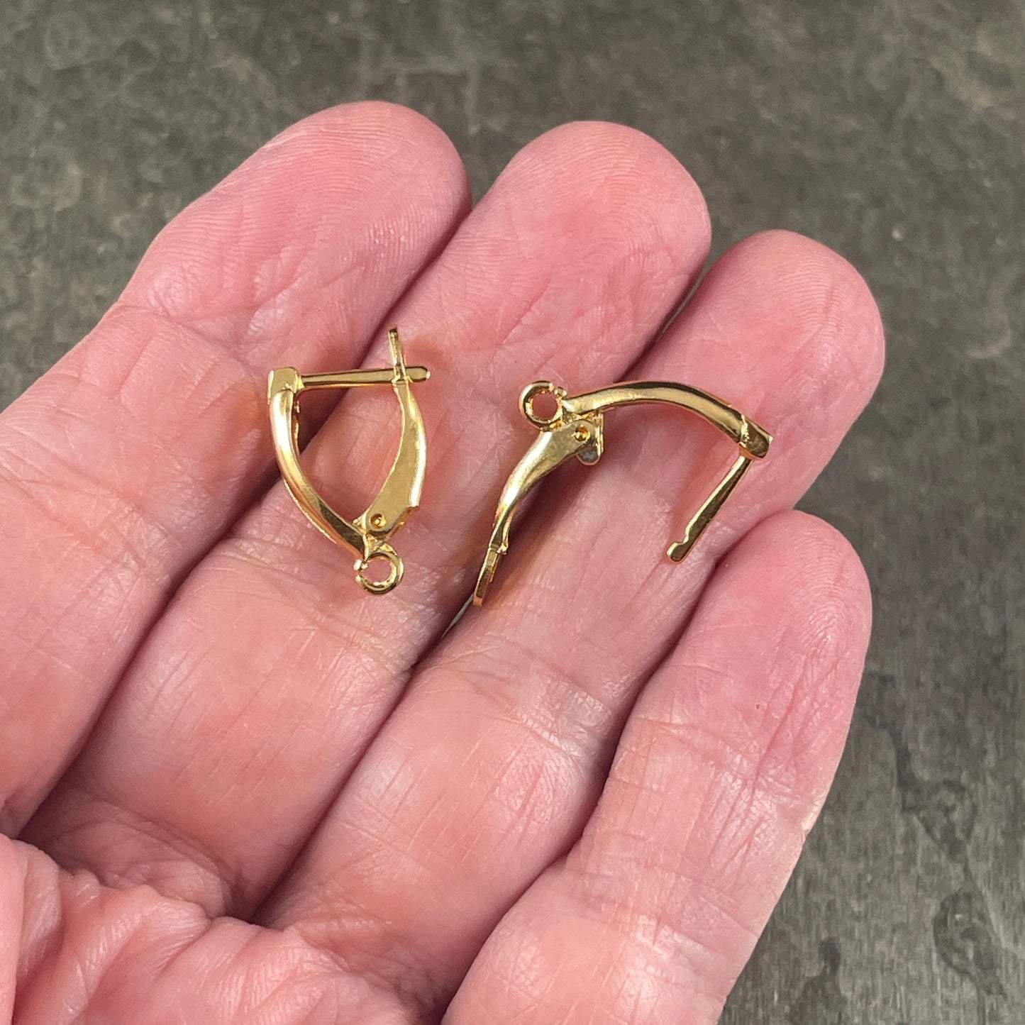 Locking Lever Back Ear Wires, 24k Gold Plated Plated Brass, Nickel Free (PF/828-12) * Qty. 4
