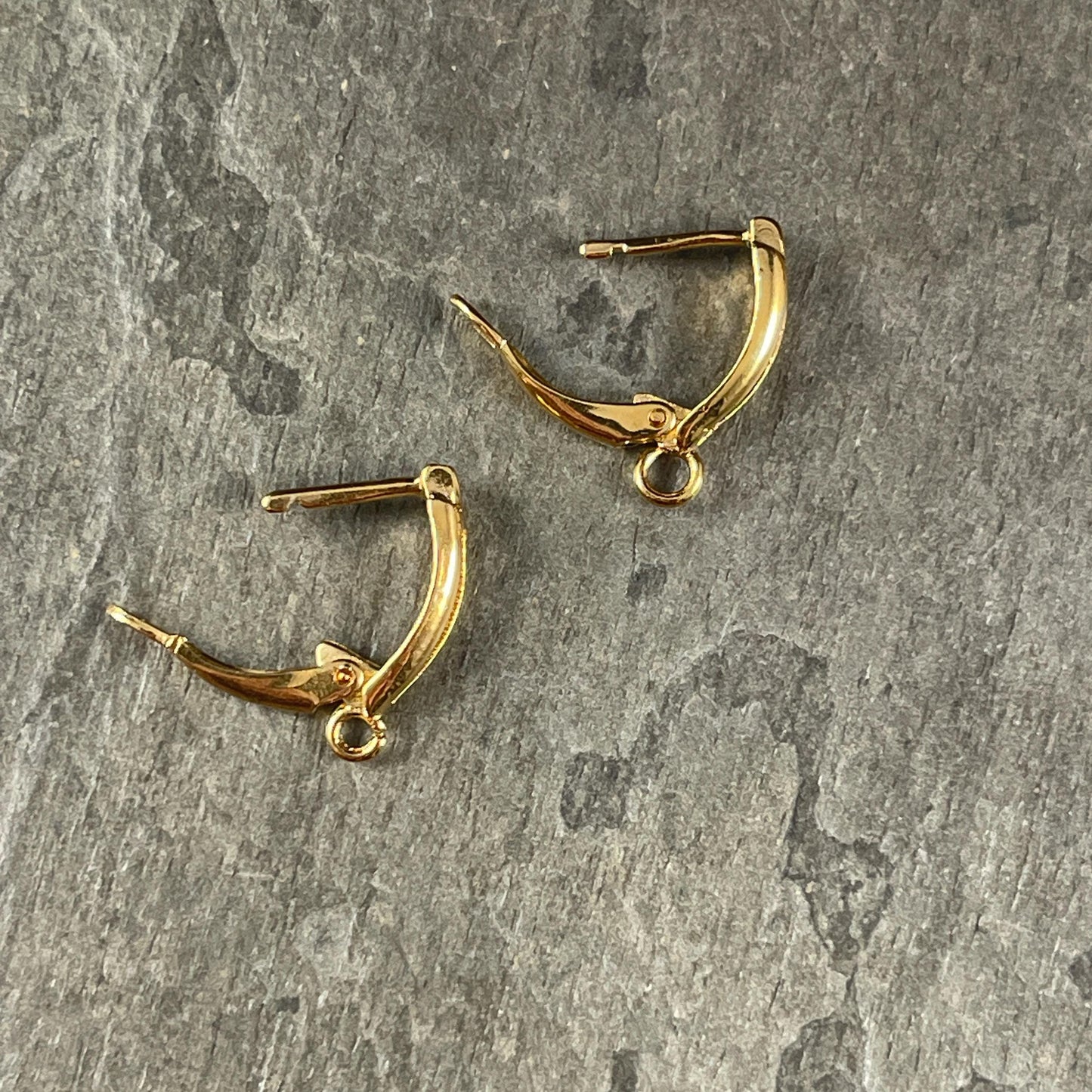 Locking Lever Back Ear Wires, 24k Gold Plated Plated Brass, Nickel Free (PF/828-12) * Qty. 4
