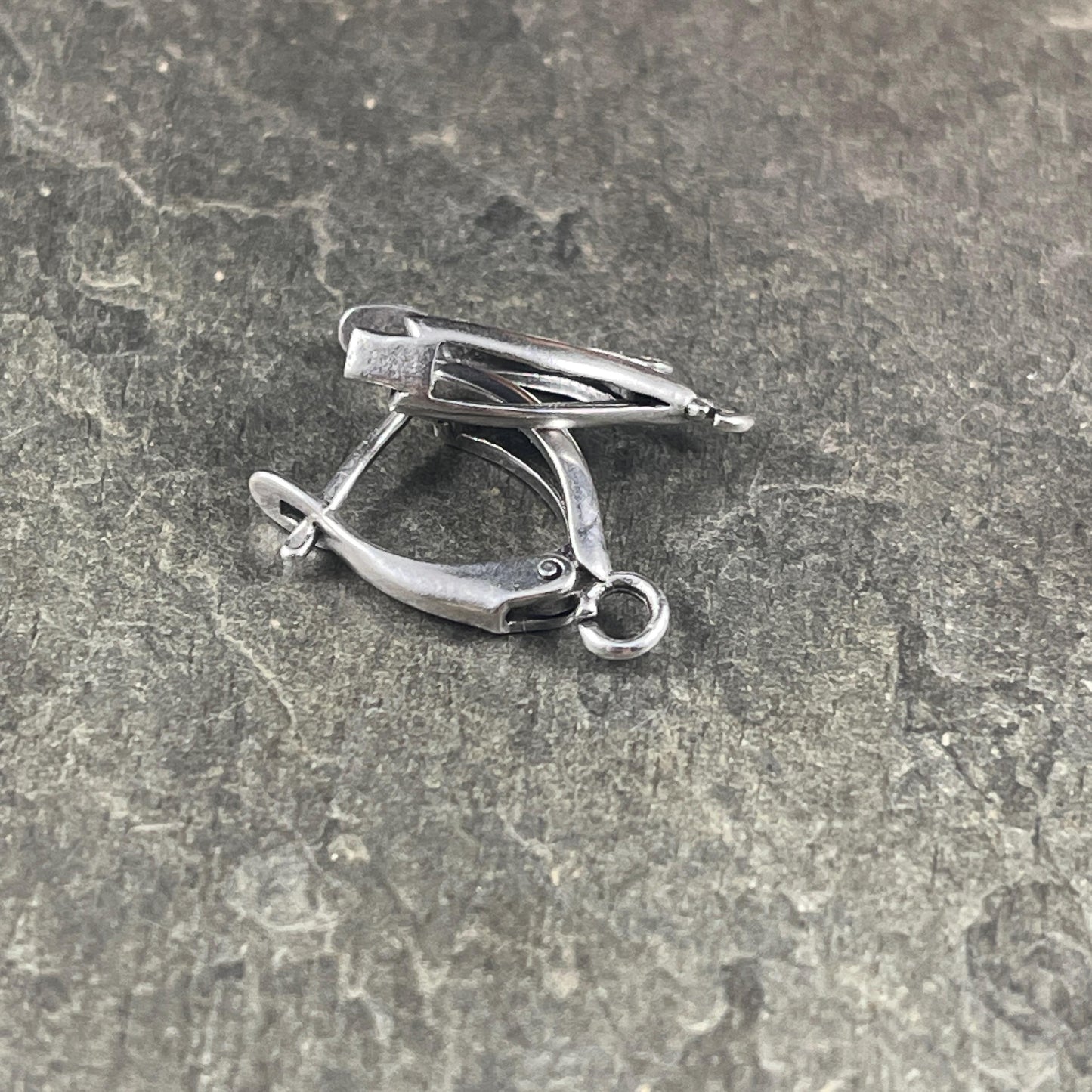 Locking Lever Back Ear Wires, Shiny Silver Plated Brass, Nickel Free (PF/828-10) * Qty. 4