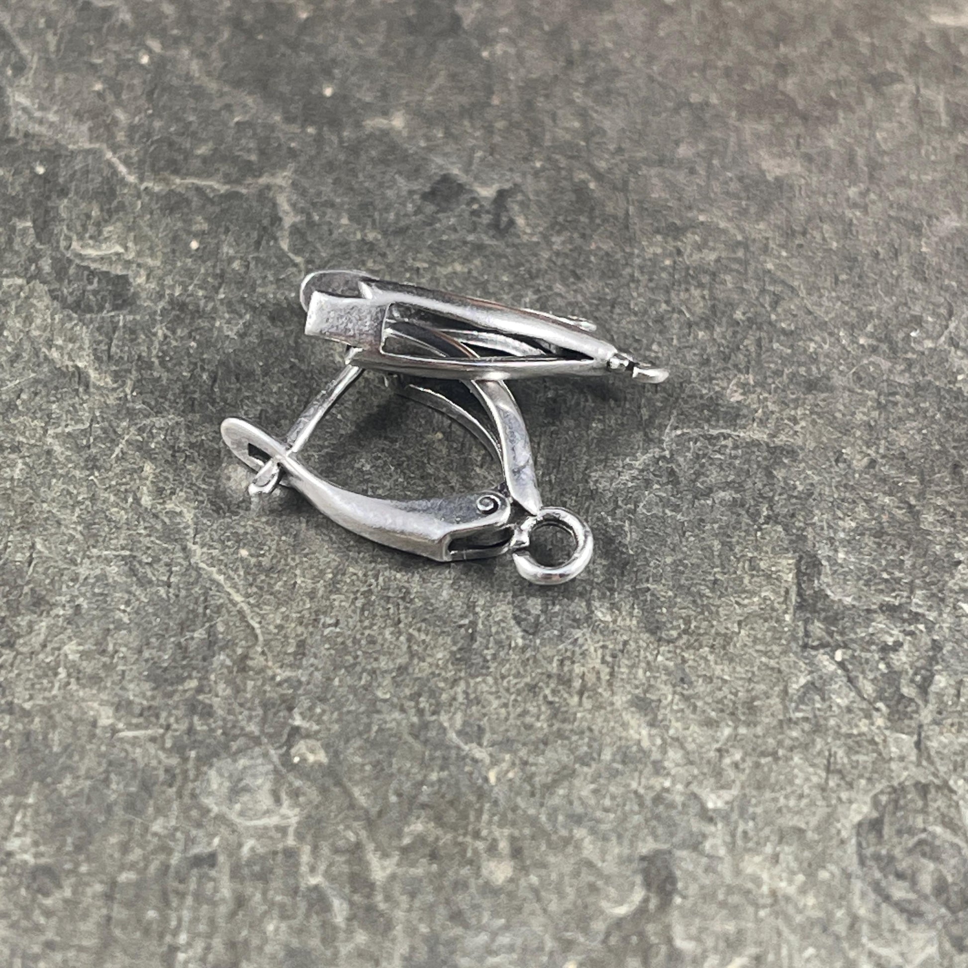 Locking Lever Back Ear Wires, Shiny Silver Plated Brass, Nickel Free (PF/828-10) * Qty. 4
