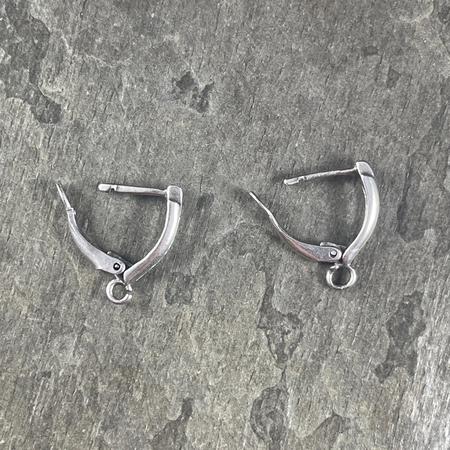 Locking Lever Back Ear Wires, Shiny Silver Plated Brass, Nickel Free (PF/828-10) * Qty. 4