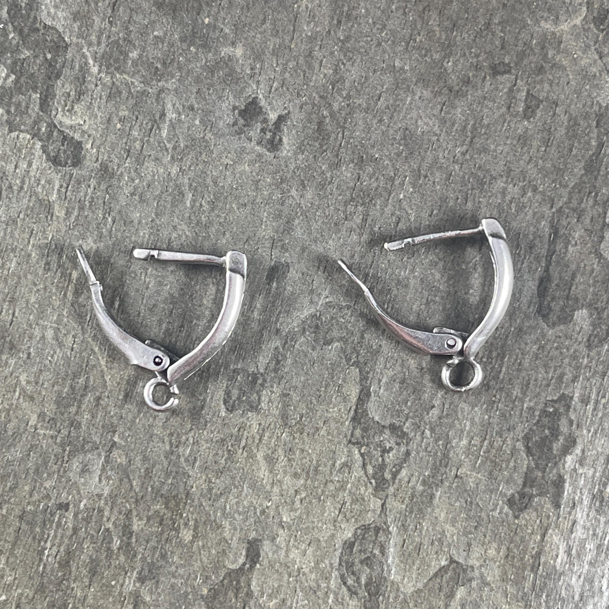 Locking Lever Back Ear Wires, Shiny Silver Plated Brass, Nickel Free (PF/828-10) * Qty. 4