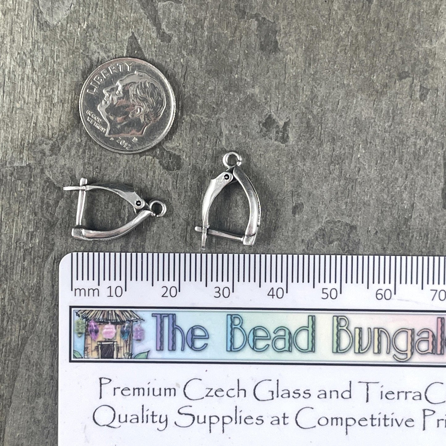 Locking Lever Back Ear Wires, Shiny Silver Plated Brass, Nickel Free (PF/828-10) * Qty. 4
