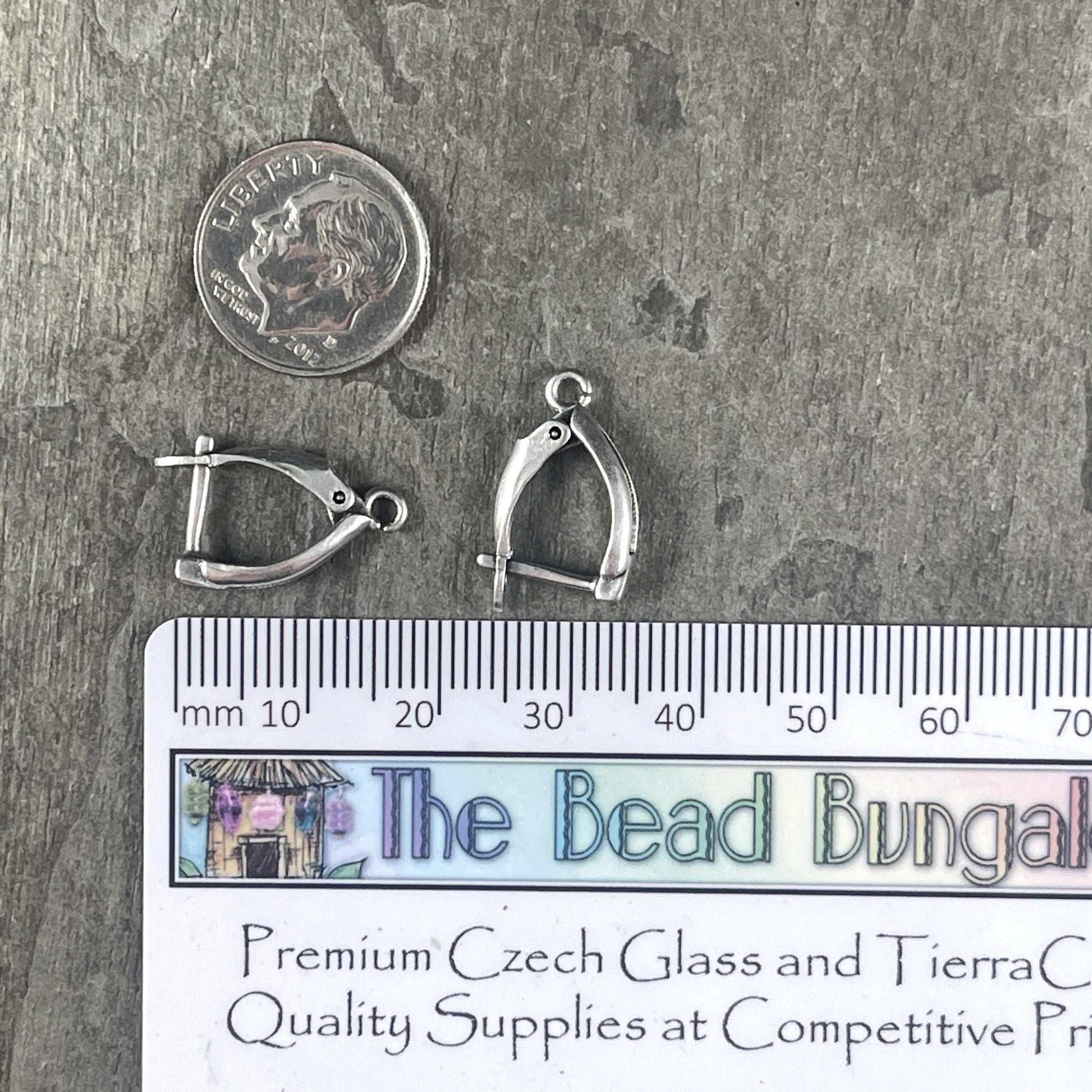 Locking Lever Back Ear Wires, Shiny Silver Plated Brass, Nickel Free (PF/828-10) * Qty. 4