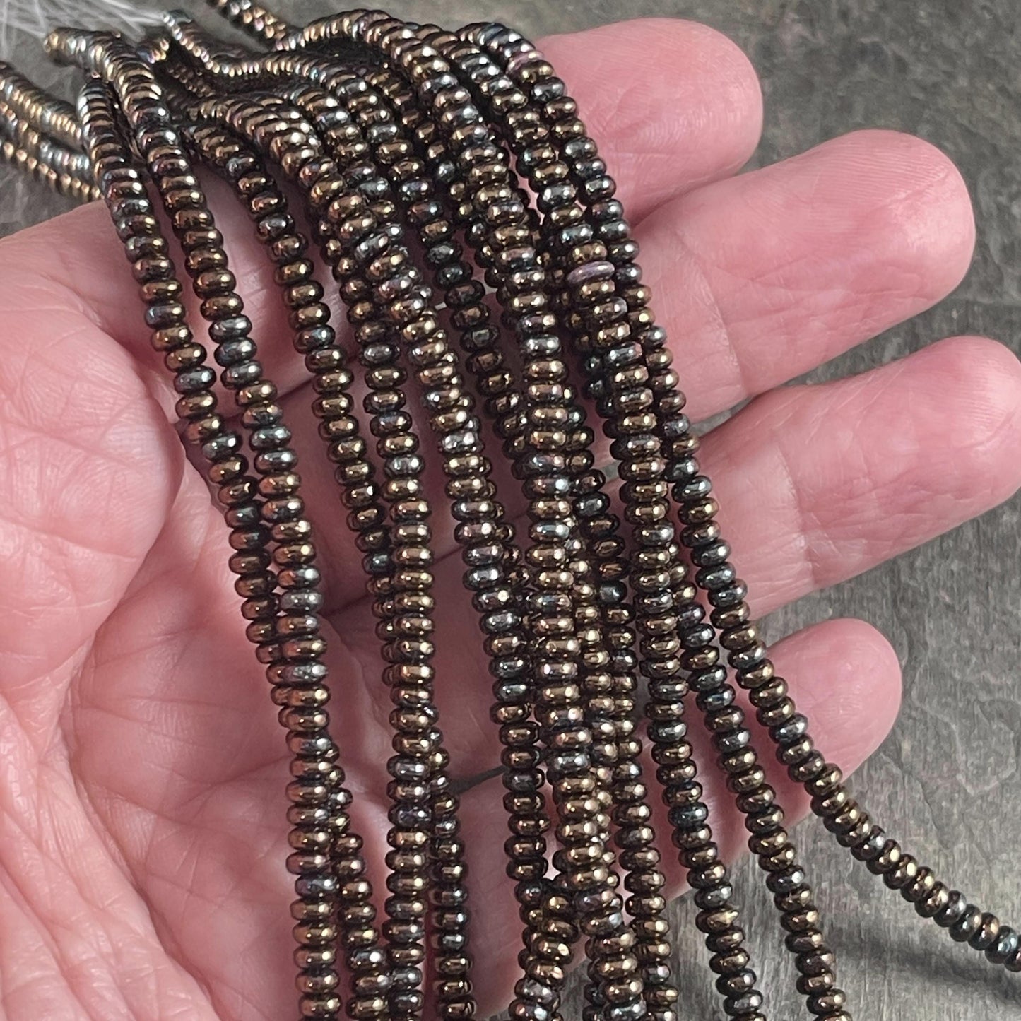 Czech Glass Beads - 3x2mm Rondelle - Jet Black Bronze Vega (RD3/SM-Y2398) * Qty. 50