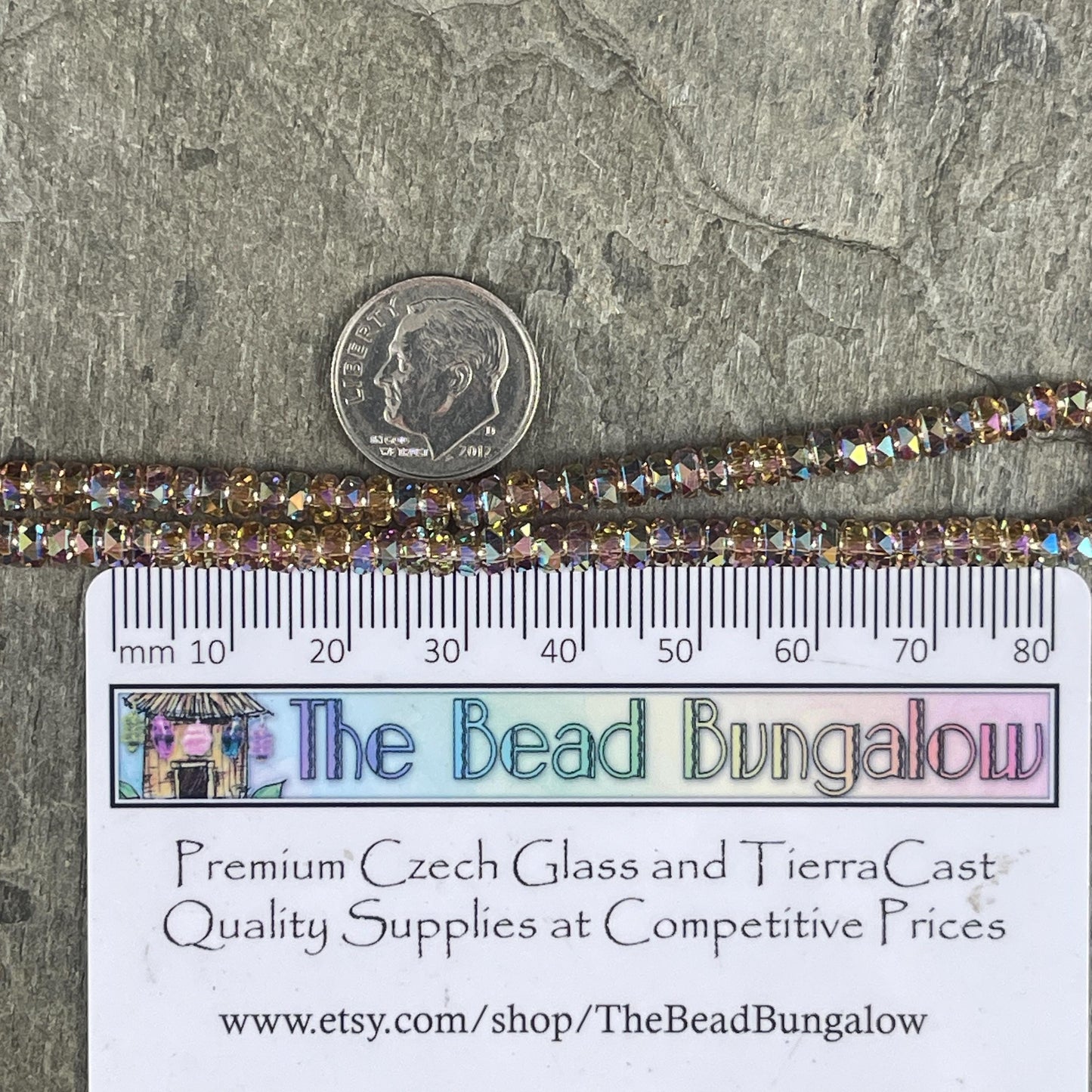 Faceted Glass Beads - 4x2.5mm Heishi Rondelles, Light Colorado Topaz with AB Finish (ColoradoTopazAB) * 7" Strand