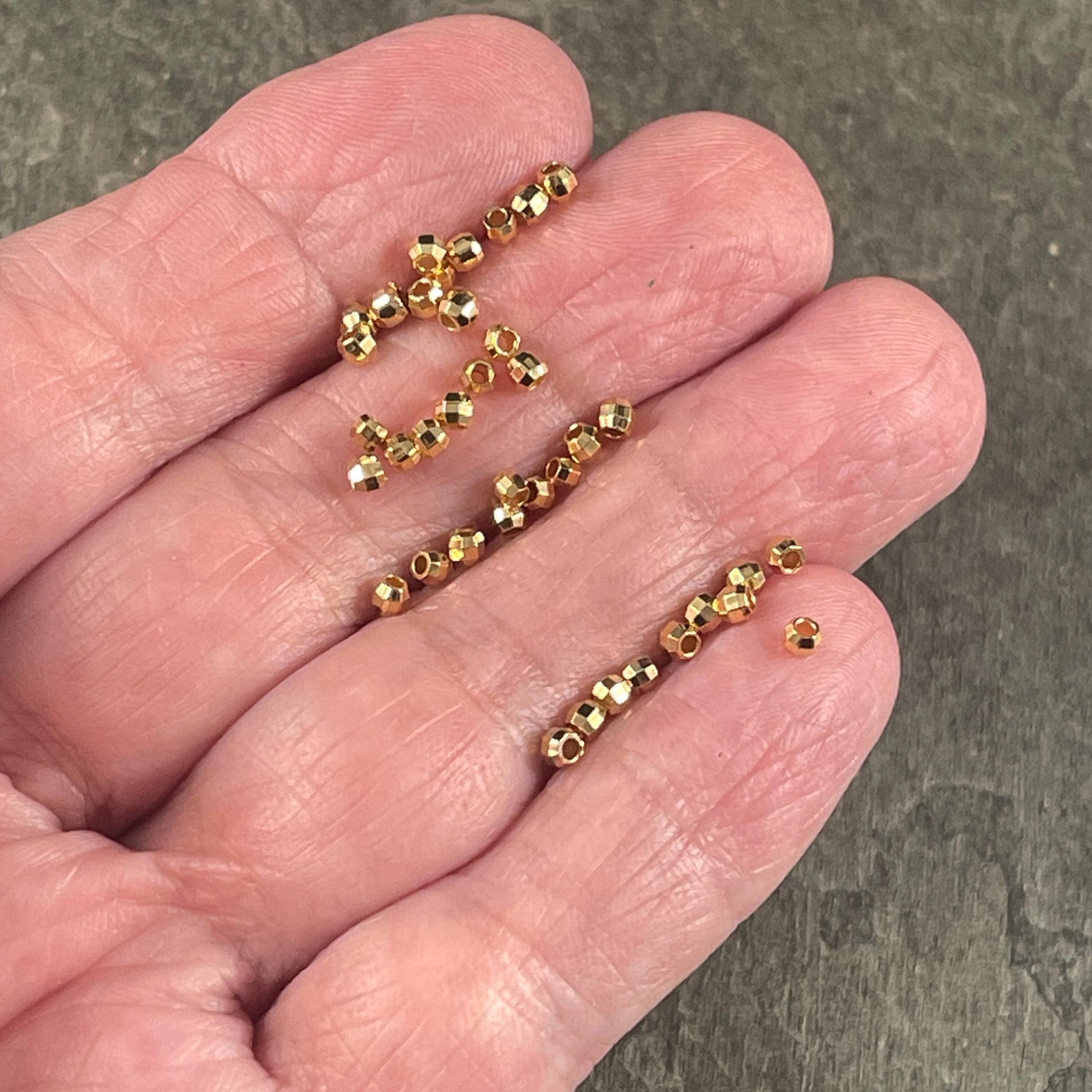 2.5mm TINY Faceted Beads, Nickel Free 24k Gold Plated Zamak, Gold Faceted Beads (PF/792-25-12) * Qty. 50