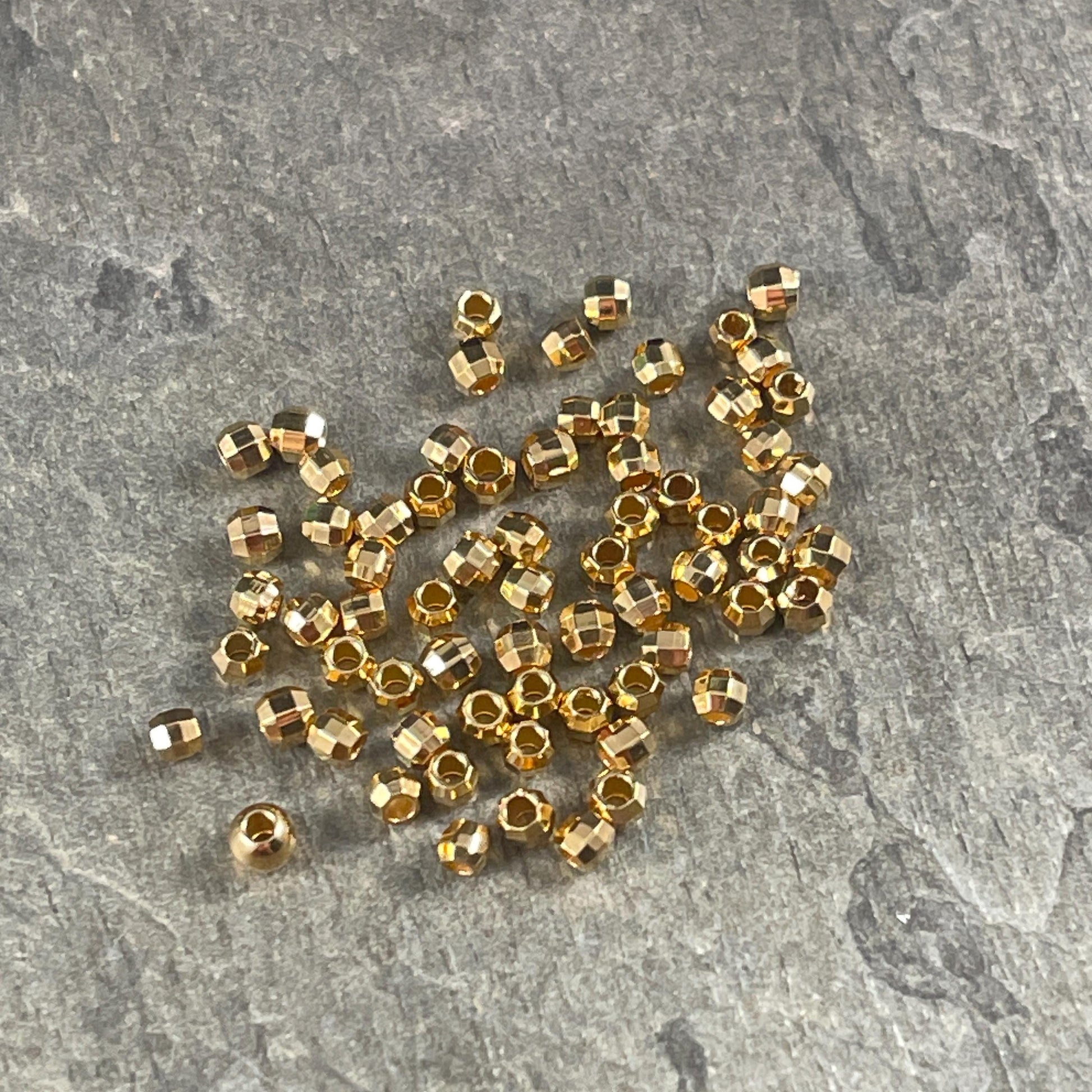 2.5mm TINY Faceted Beads, Nickel Free 24k Gold Plated Zamak, Gold Faceted Beads (PF/792-25-12) * Qty. 50