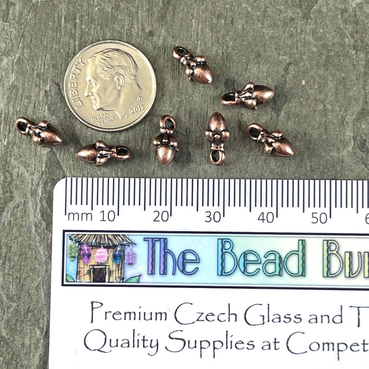 TierraCast Acorn Charm, 10x5mm Antiqued Copper Charm (PF/1047-87) * Qty. 10