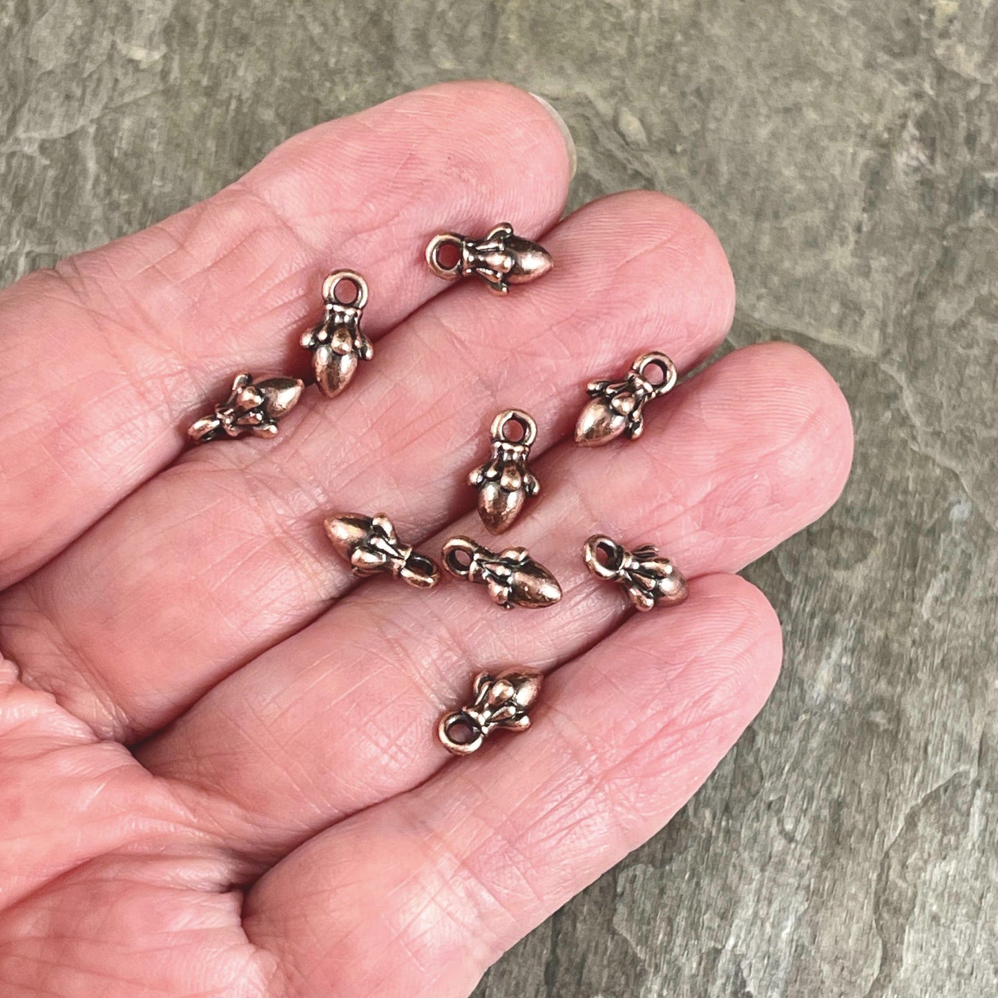 TierraCast Acorn Charm, 10x5mm Antiqued Copper Charm, Nature Theme, New Blossom Collection (PF/1047-87) * Qty. 10