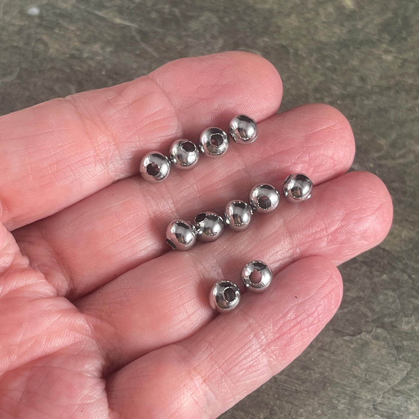 6mm Stainless Steel Round Beads - 2.2mm hole - Hollow, Lightweight (I050-6mm) * Qty. 50