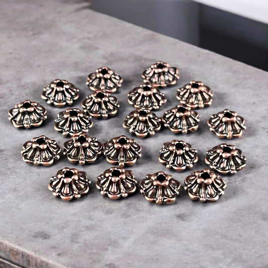 TierraCast Tiffany 6mm Bead Caps, Antiqued Copper Plated (PF/779-87) * Qty. 20