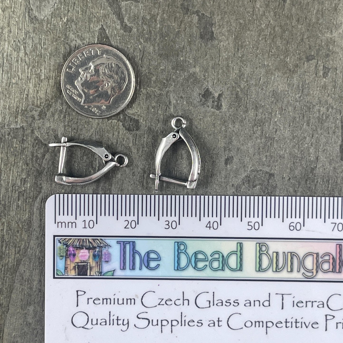 Locking Lever Back Ear Wires, Antiqued Silver Plated Brass (PF/828-77) * Qty. 4