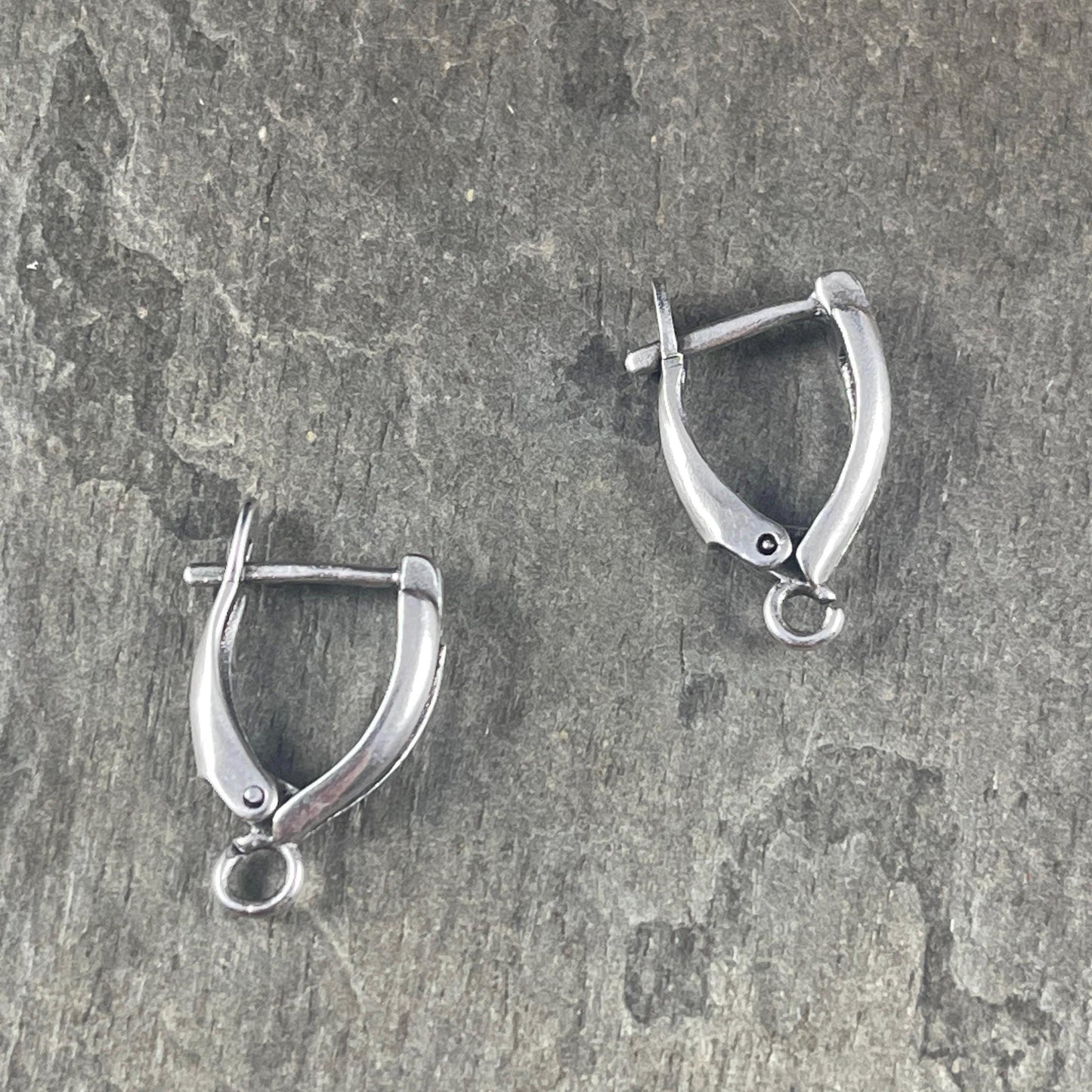 Locking Lever Back Ear Wires, Shiny Silver Plated Brass, Nickel Free (PF/828-10) * Qty. 4