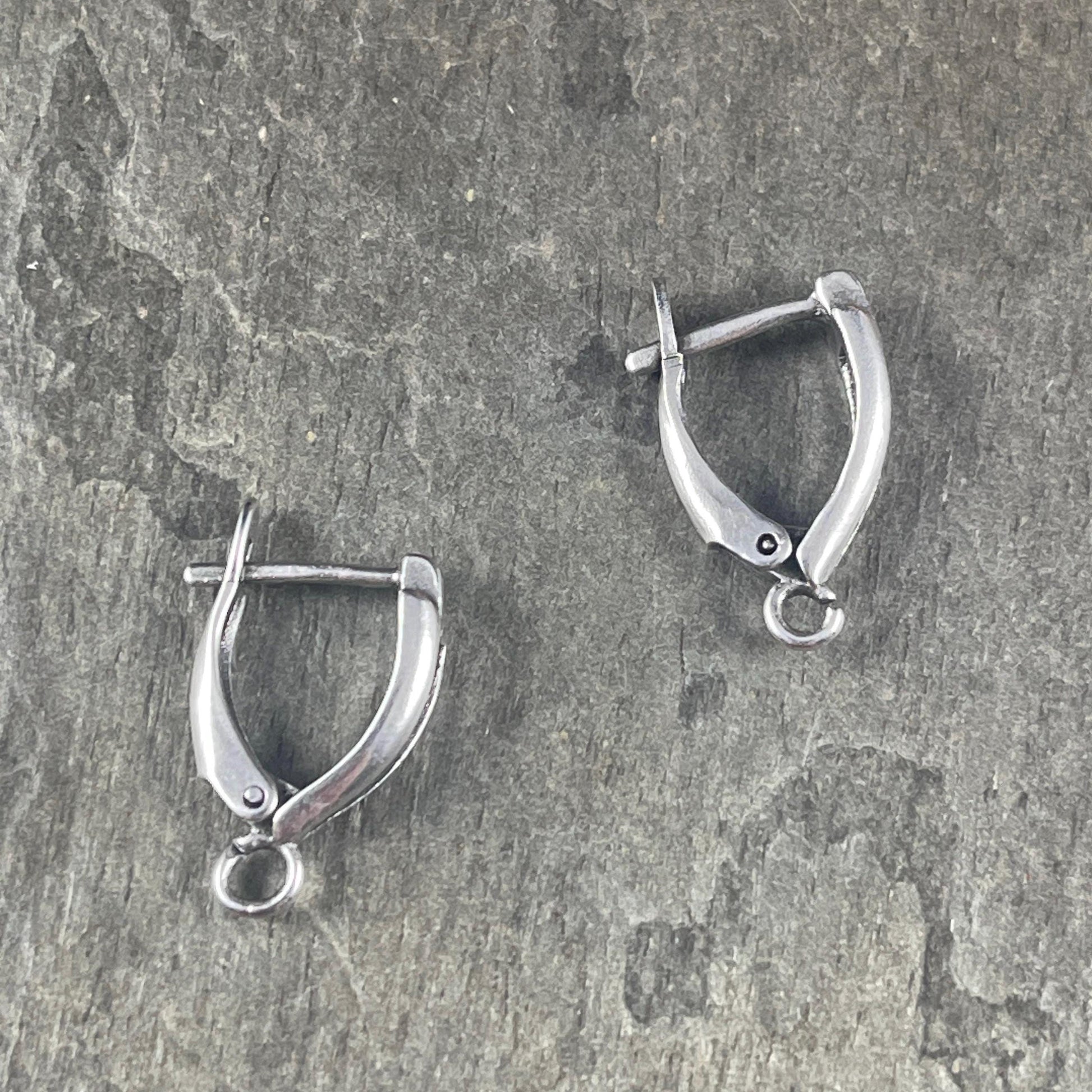 Locking Lever Back Ear Wires, Shiny Silver Plated Brass, Nickel Free (PF/828-10) * Qty. 4