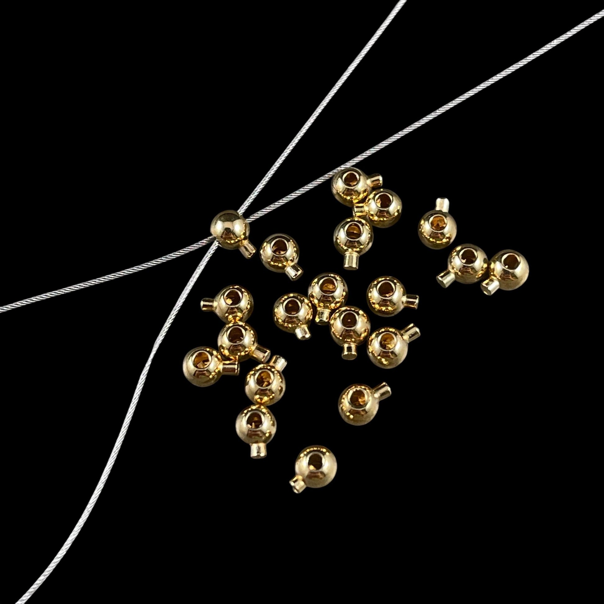 Round Crimp Bead, 3.2mm Stopper Beads, 24k Gold Plated Brass, Nickel Free Round Crimp (PF/929-32-12) * Qty. 20