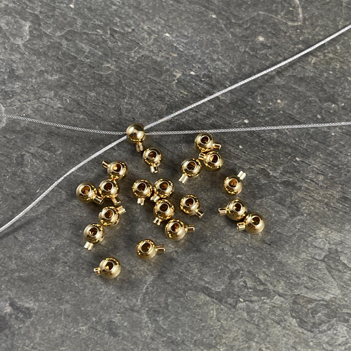 Round Crimp Bead, 3.2mm Stopper Beads, 24k Gold Plated Brass, Nickel Free Round Crimp (PF/929-32-12) * Qty. 20
