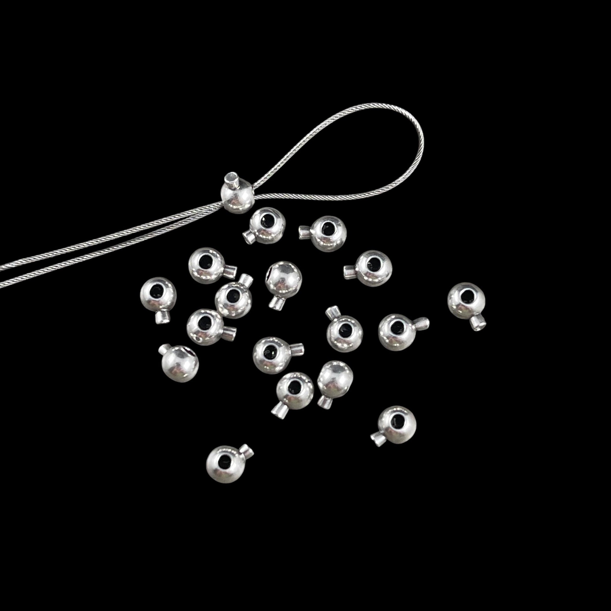 Round Crimp Bead, 3.2mm Stopper Beads, Fine Silver Plated Brass, Nickel Free Round Crimp (PF/929-32-77) * Qty. 20