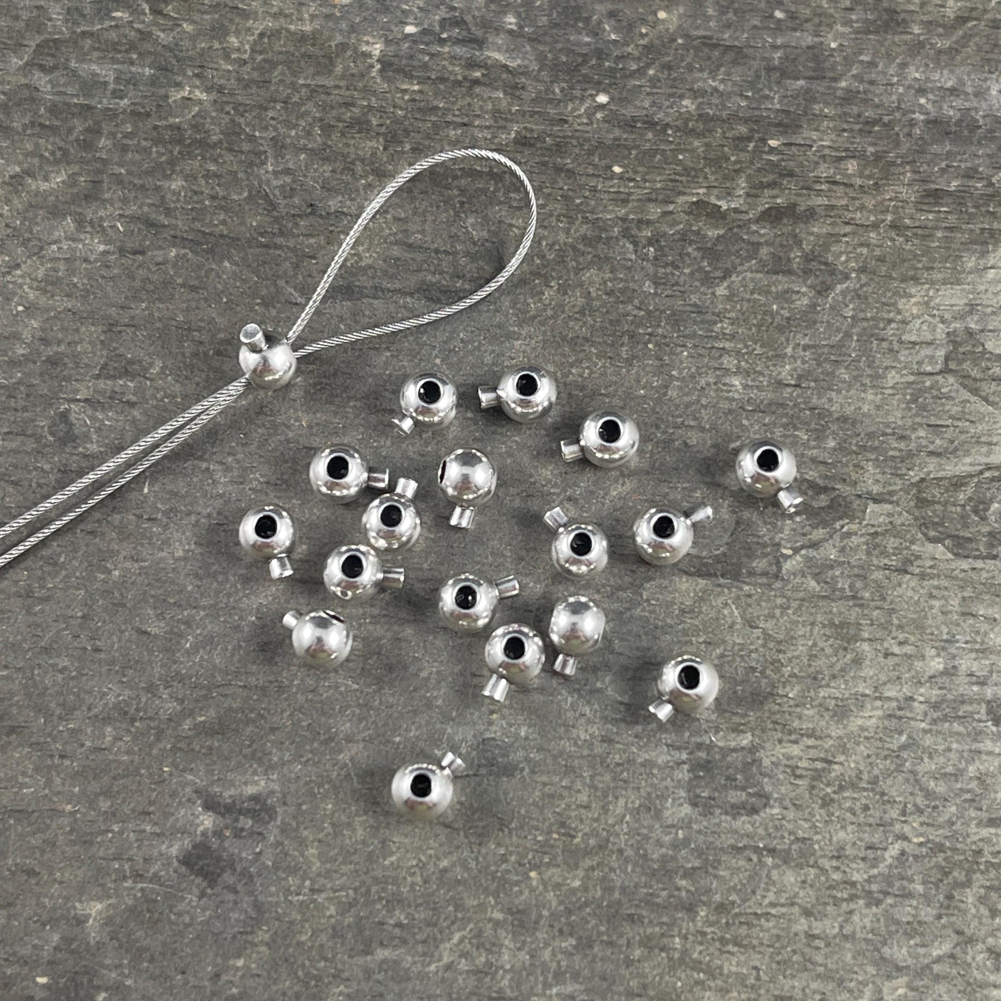 Round Crimp Bead, 3.2mm Stopper Beads, Fine Silver Plated Brass, Nickel Free Round Crimp (PF/929-32-77) * Qty. 20