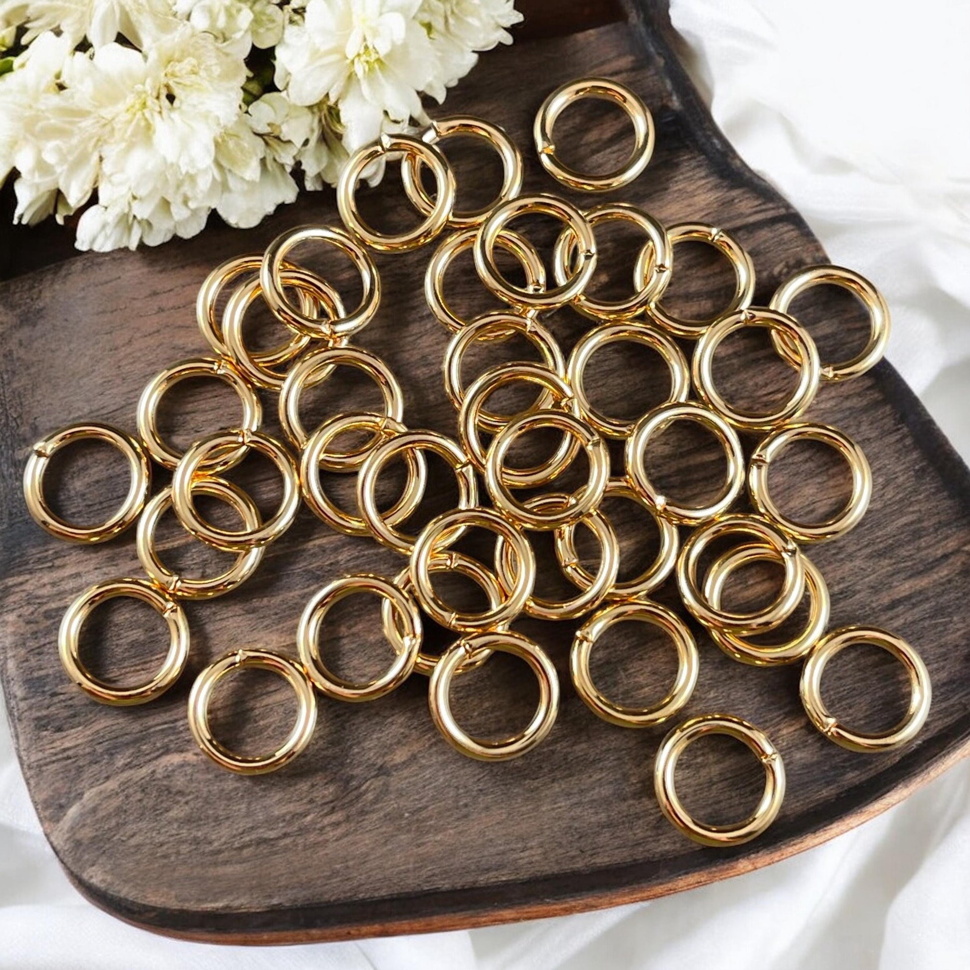 8mm Gold Plated Jump Rings, 16g Gold Jump Rings, Open Jump Rings (FMG/5166) * Qty. 50