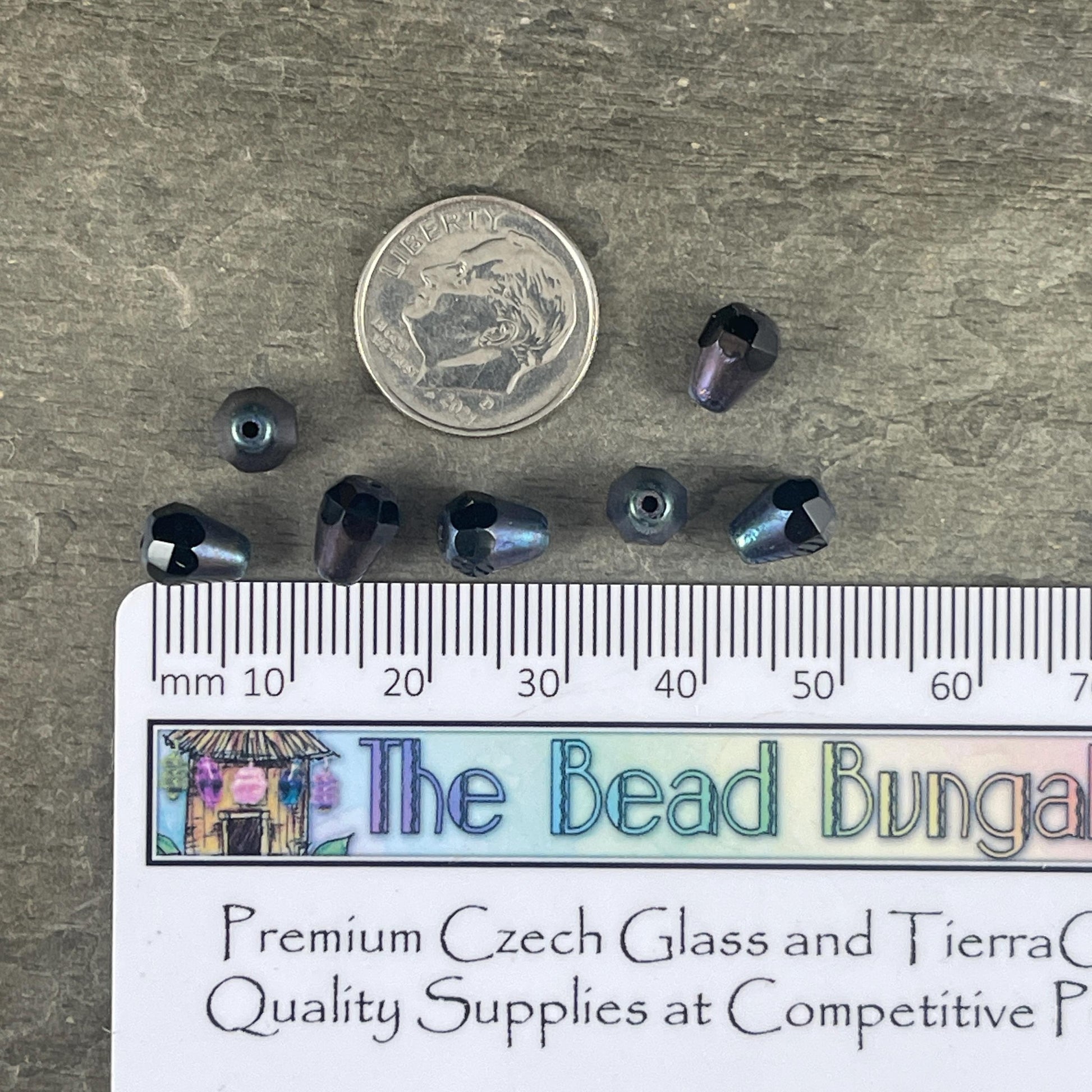 Czech Glass Beads, Black, Orange and Turquoise Faceted Teardrops, 8mm Glass Teardrop Assortment (BBEM/628.01) * Qty. 18