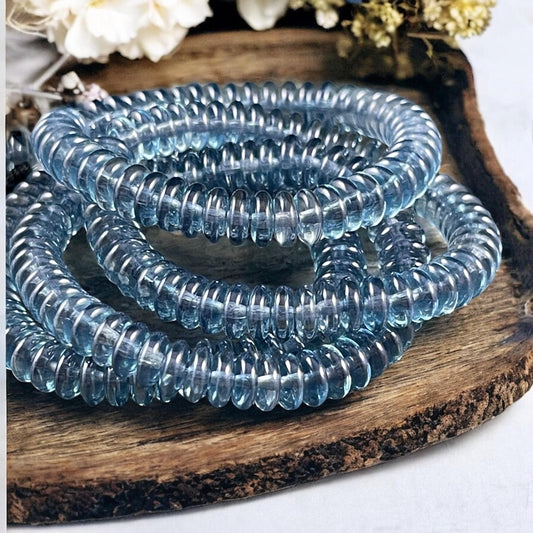 Czech Glass Beads - Transparent Light Sapphire with Luster Shine Light Blue Glass Beads (RD6/N-2095) * Qty. 50