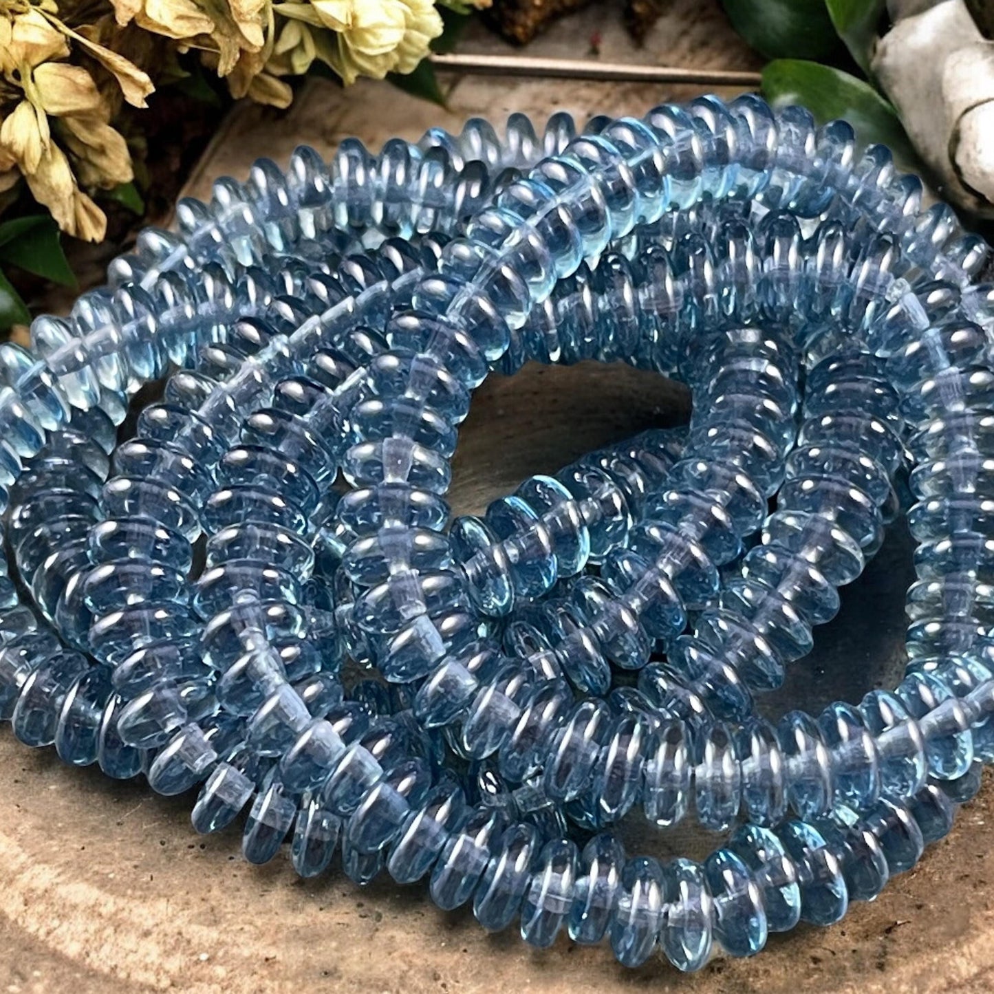 Czech Glass Beads - Transparent Light Sapphire with Luster Shine Light Blue Glass Beads (RD6/N-2095) * Qty. 50