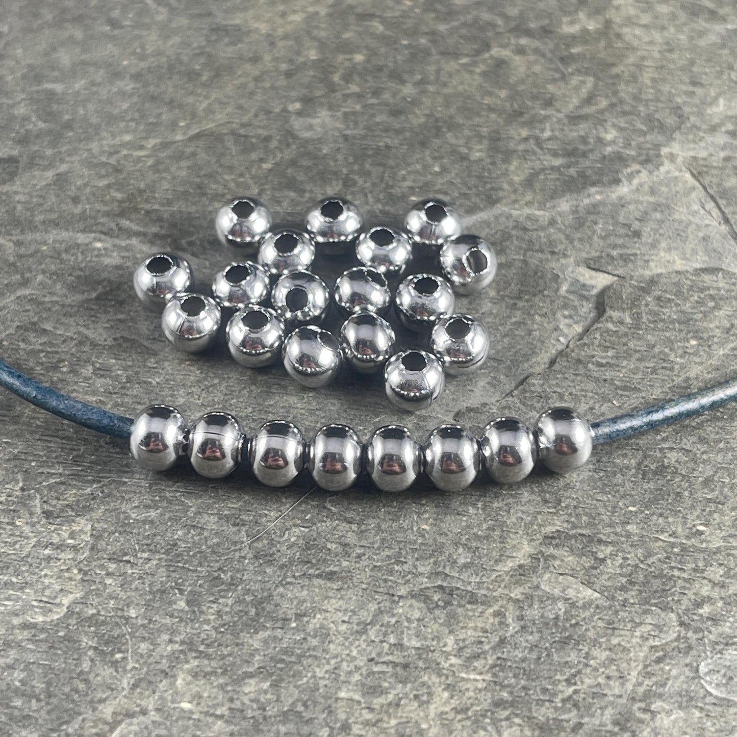 6mm Stainless Steel Round Beads - 2.2mm hole - Hollow, Lightweight (I050-6mm) * Qty. 50
