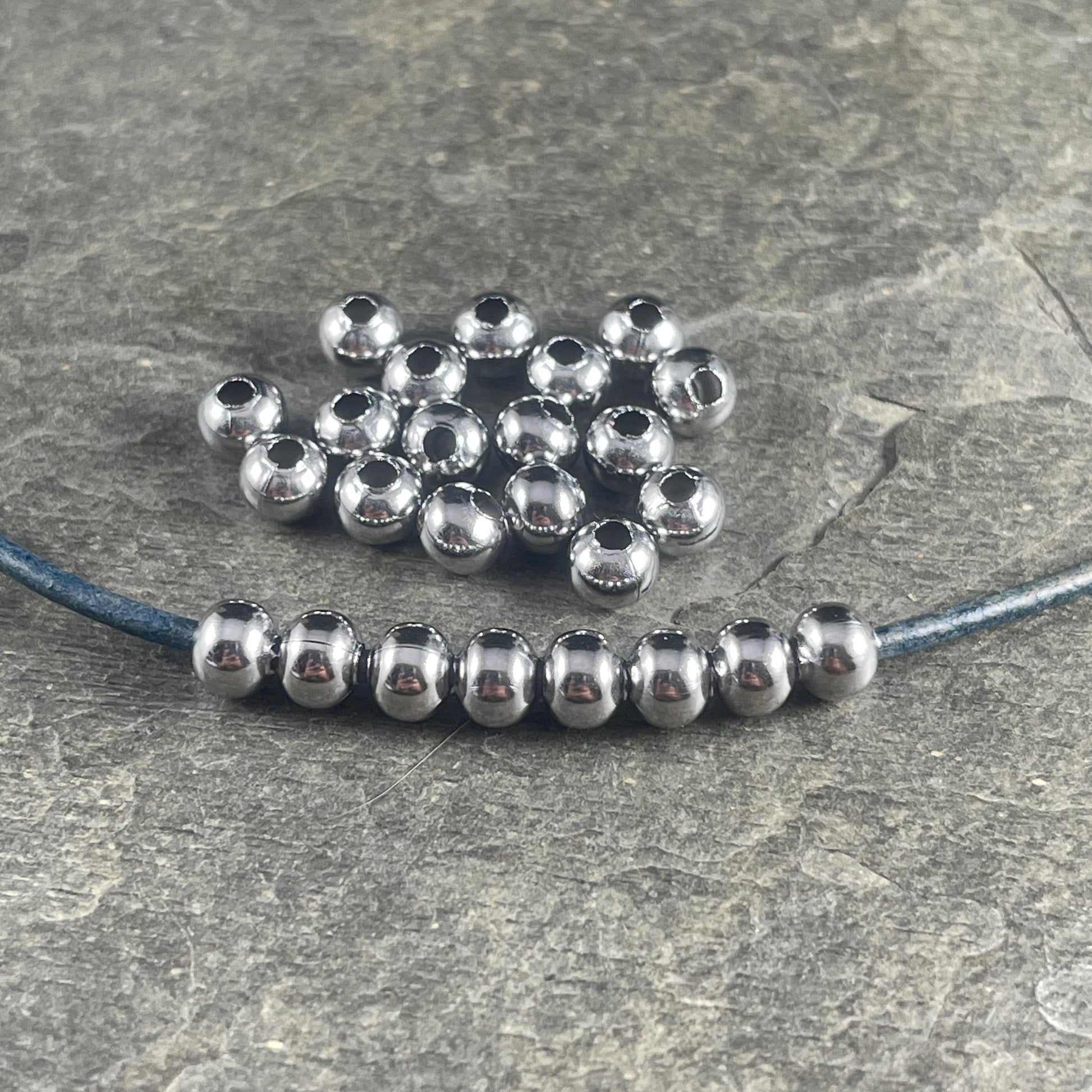 6mm Stainless Steel Round Beads - 2.2mm hole - Hollow, Lightweight (I050-6mm) * Qty. 50