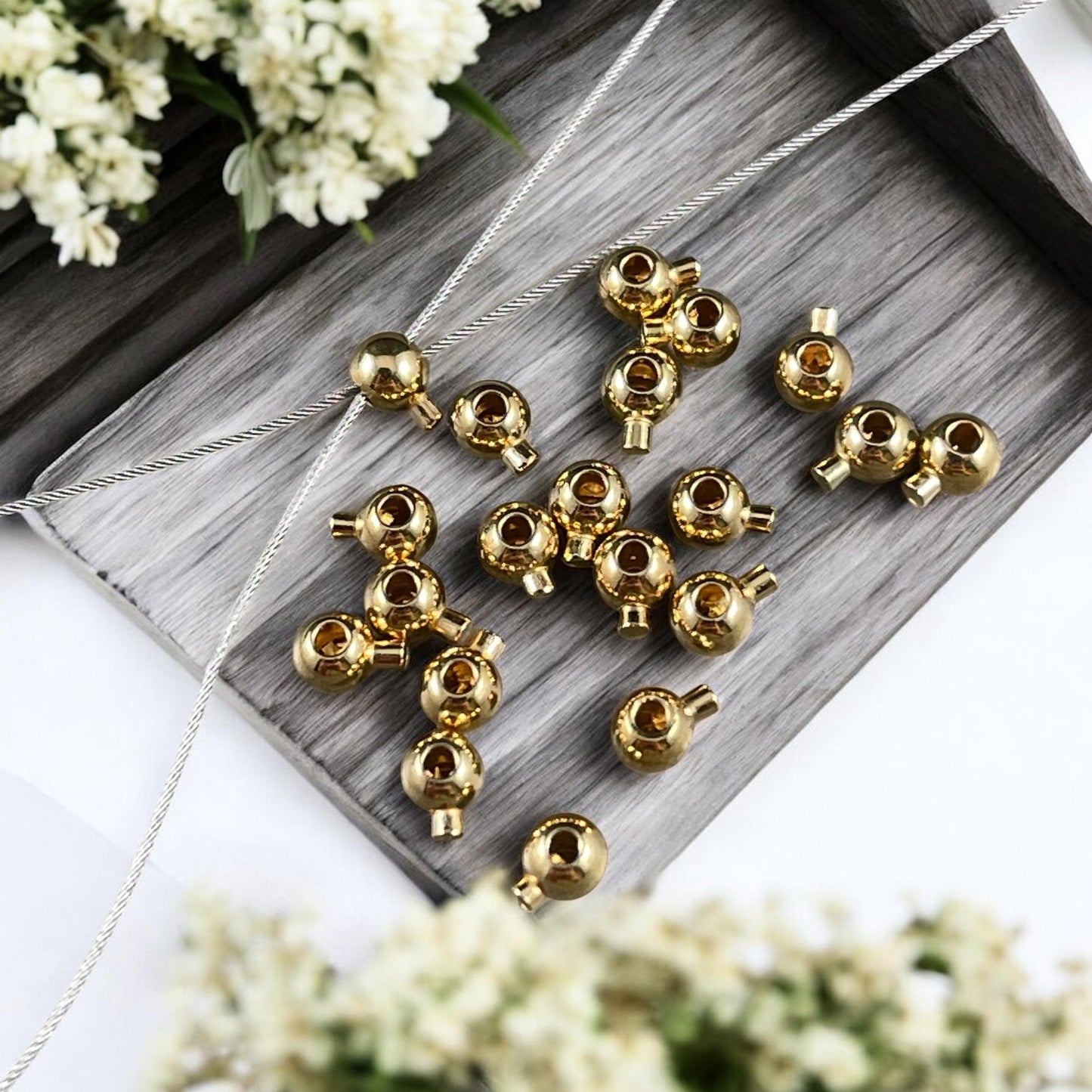 Round Crimp Bead, 3.2mm Stopper Beads, 24k Gold Plated Brass, Nickel Free Round Crimp (PF/929-32-12) * Qty. 20