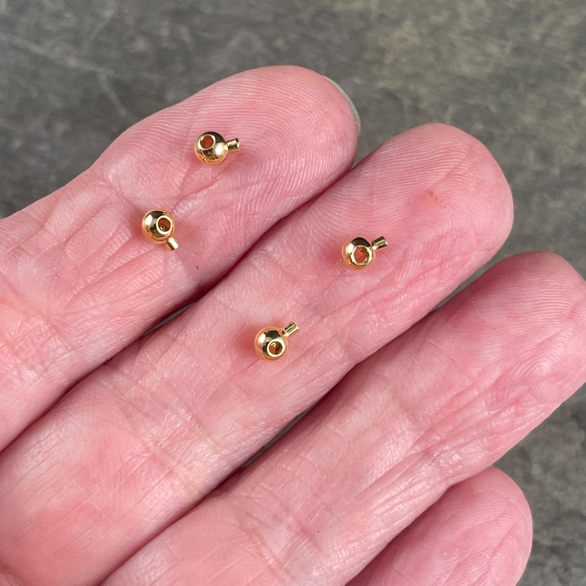 Round Crimp Bead, 3.2mm Stopper Beads, 24k Gold Plated Brass, Nickel Free Round Crimp (PF/929-32-12) * Qty. 20