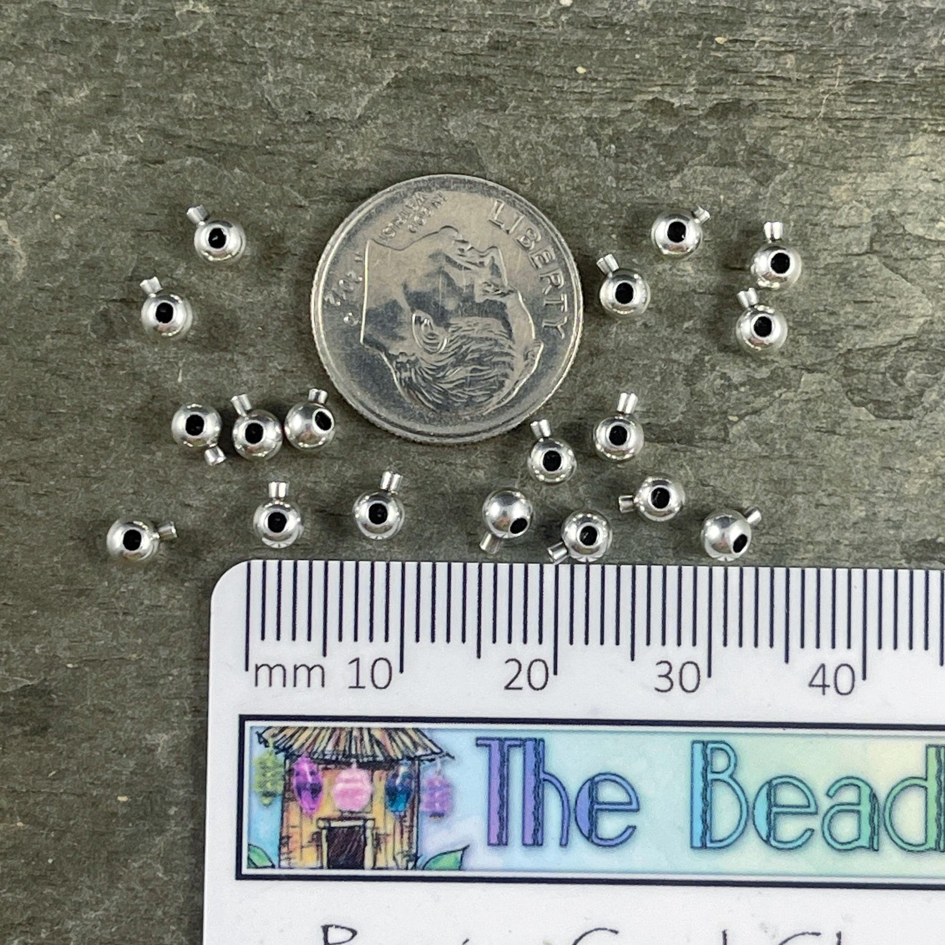 Round Crimp Bead, 3.2mm Stopper Beads, Fine Silver Plated Brass, Nickel Free Round Crimp (PF/929-32-77) * Qty. 20