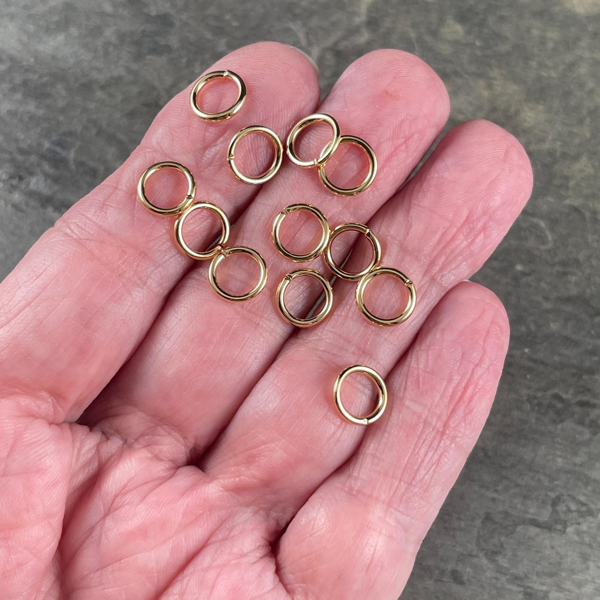 8mm Gold Plated Jump Rings, 16g Gold Jump Rings, Open Jump Rings (FMG/5166) * Qty. 50