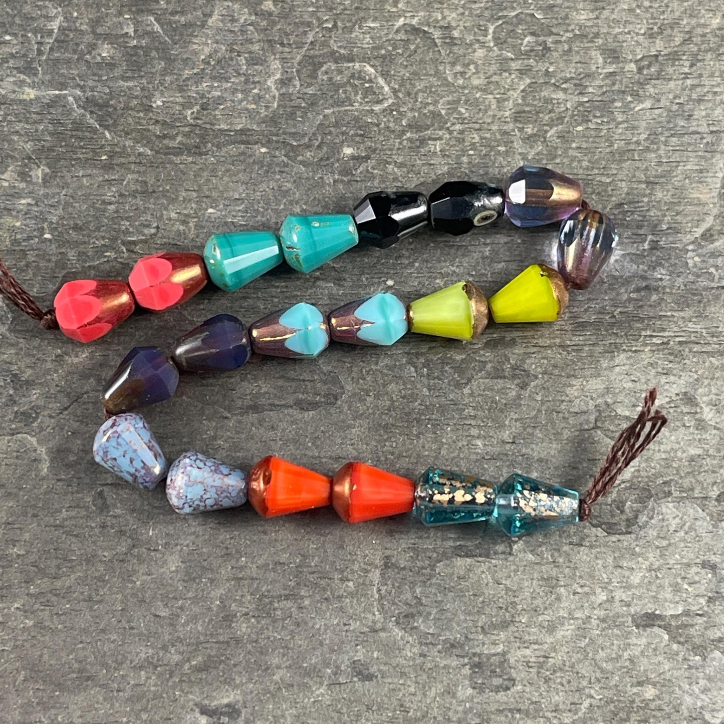 Czech Glass Beads, Colorful Mix of Faceted Teardrop Pairs, 8mm Glass Teardrop Assortment (BBEM/628.04) * Qty. 20