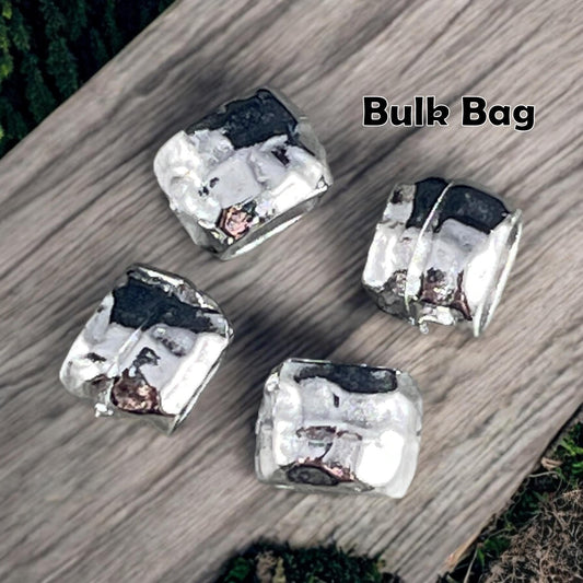 Silver Crimpable Bead, TierraCast Large Hole 4x2mm Barrel Bead, Distressed White Bronze Plated Beads (PF/881-28) * BULK Bag - 20 Beads
