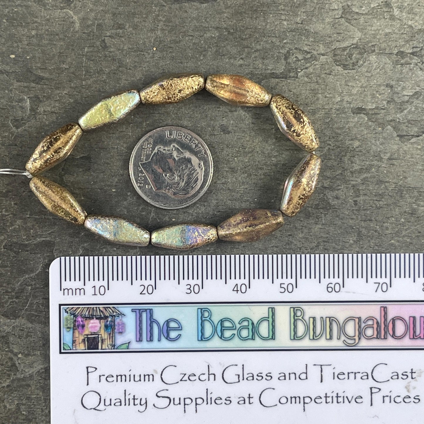 Czech Glass Beads - 14x7mm Rhombus Beads, Transparent Pale Pink, Etched Finish with Gold Wash and AB Finish (RHO/N-1671) * Qty. 10 Beads