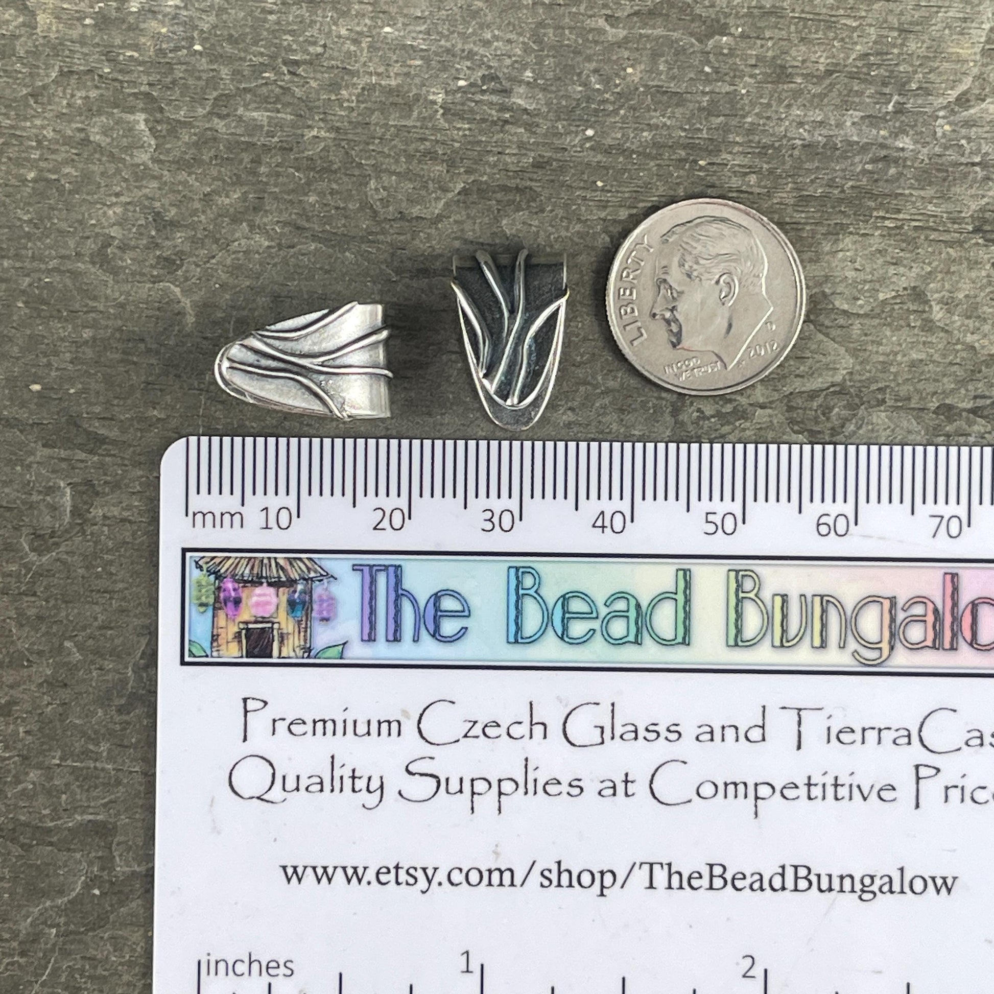 Silver JBB Pinch Bail, 15x10mm Shield Bail, Antiqued Silver Pinch Bail (FMG/1951) * Qty. 1