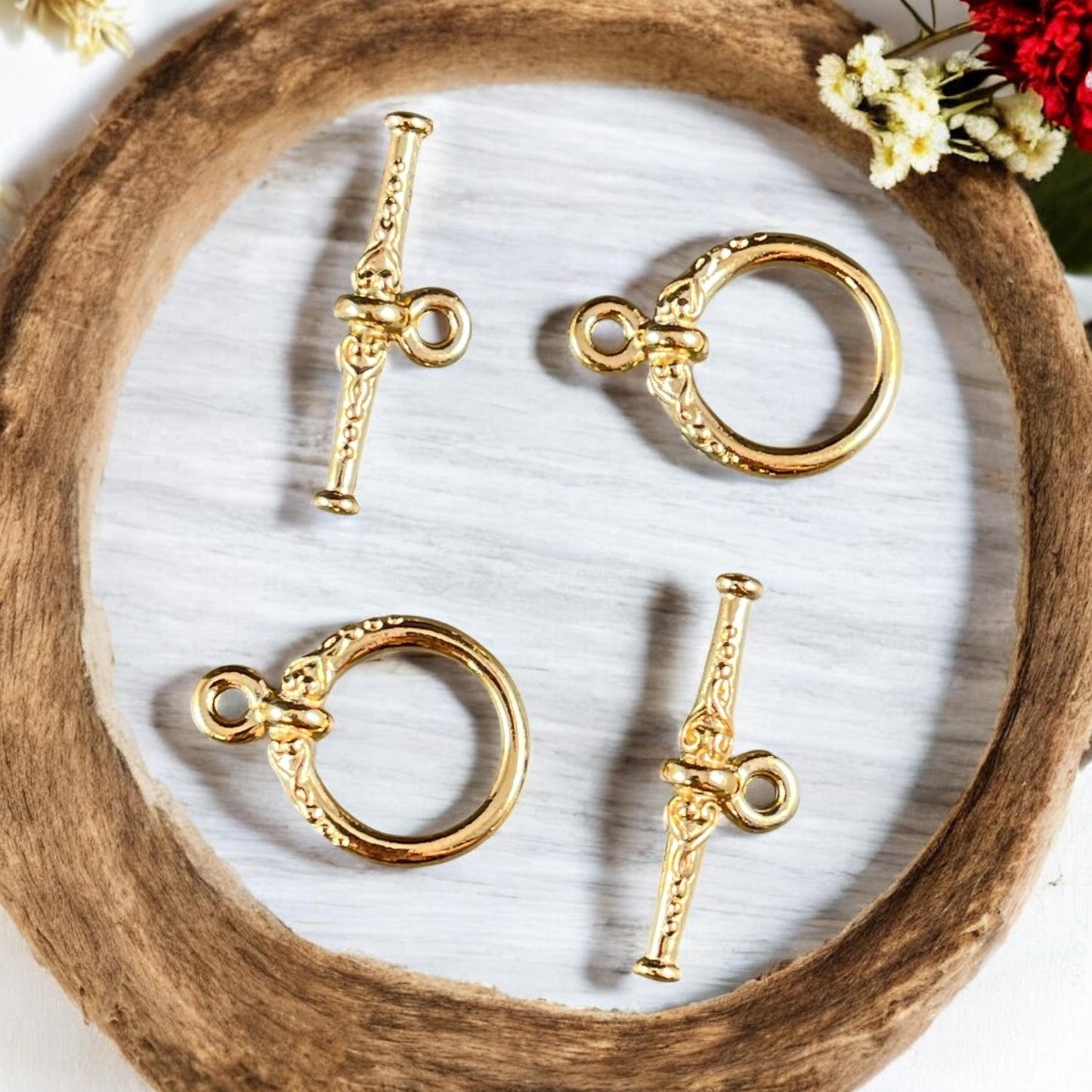 NEW! TierraCast Heirloom Toggle Clasp, 24k Gold Plated Nickel Free Clasp (PF/947-12) * Qty. 2