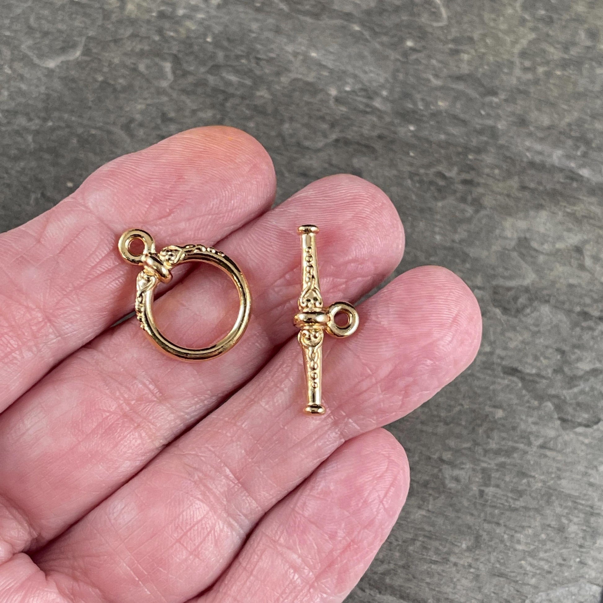 NEW! TierraCast Heirloom Toggle Clasp, 24k Gold Plated Nickel Free Clasp (PF/947-12) * Qty. 2