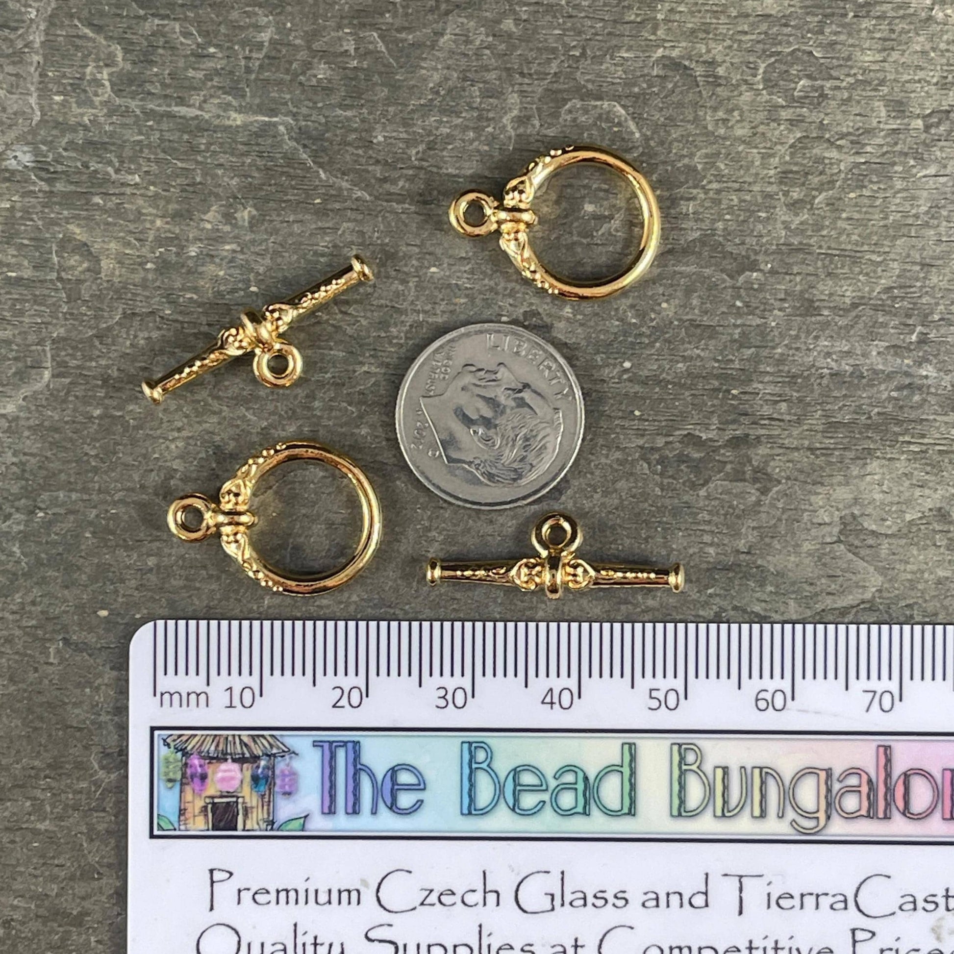 TierraCast 15mm Heirloom Toggle Clasp, 24k Gold Plated, Nickel Free (PF/947-12) * Qty. 2