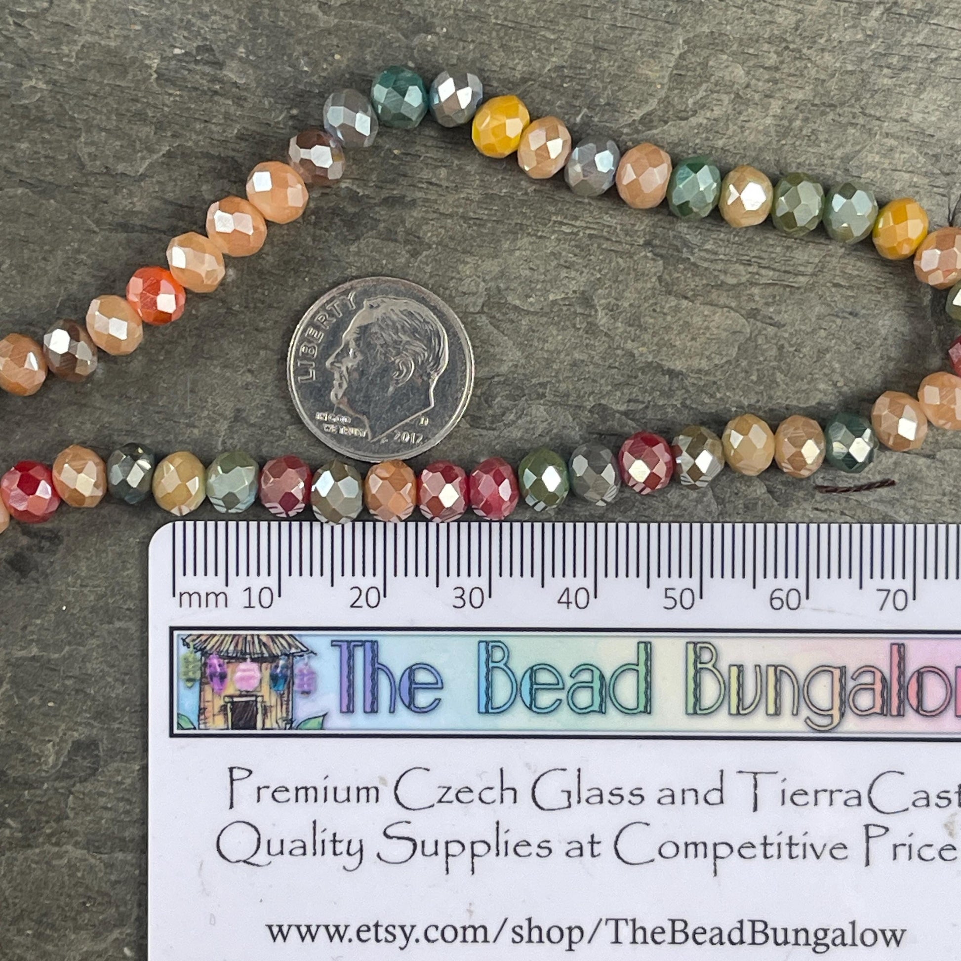6x5mm Faceted Glass Beads, Mulit-Colored Faceted Rondelles, Fall Colors (Asst-6) * 80 Beads