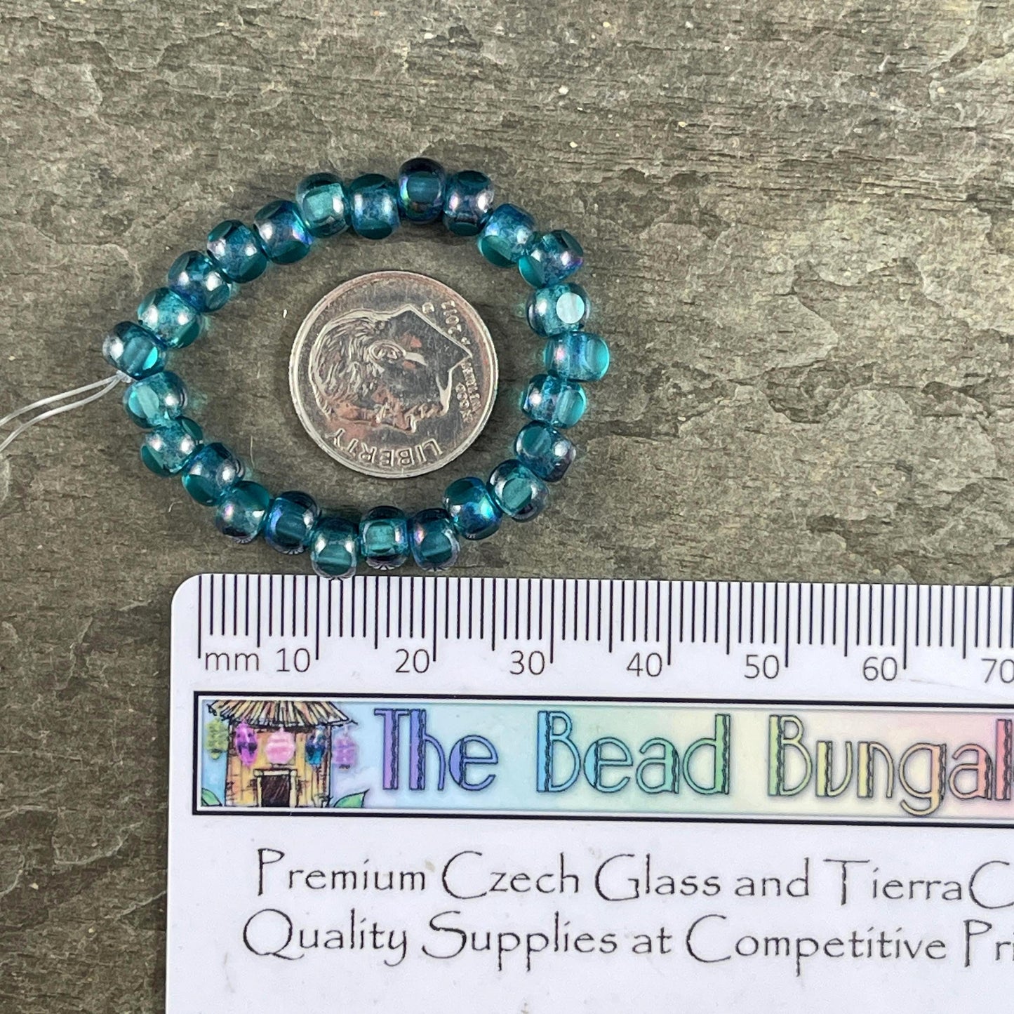 Czech Glass Beads - 5x4mm with 2mm Hole, Teal Blue Picasso Tri-Cut Glass Rondelles (TRC/N-2141) * Qty. 25